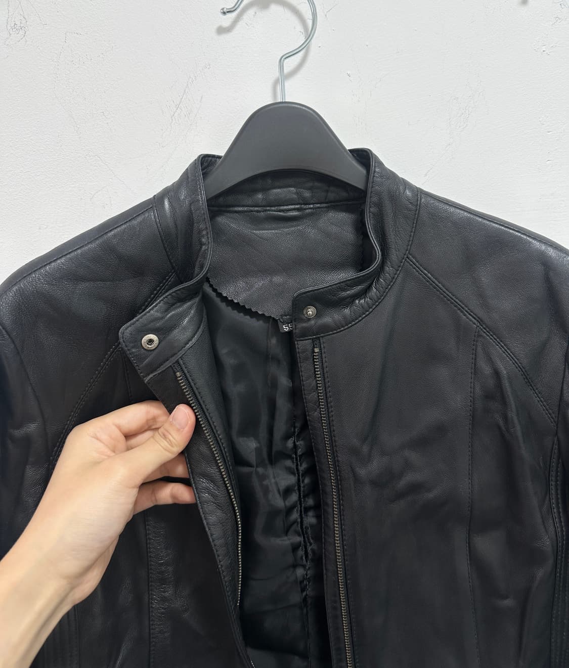 Vintage side detail lamb leather jacket 상품이미지9