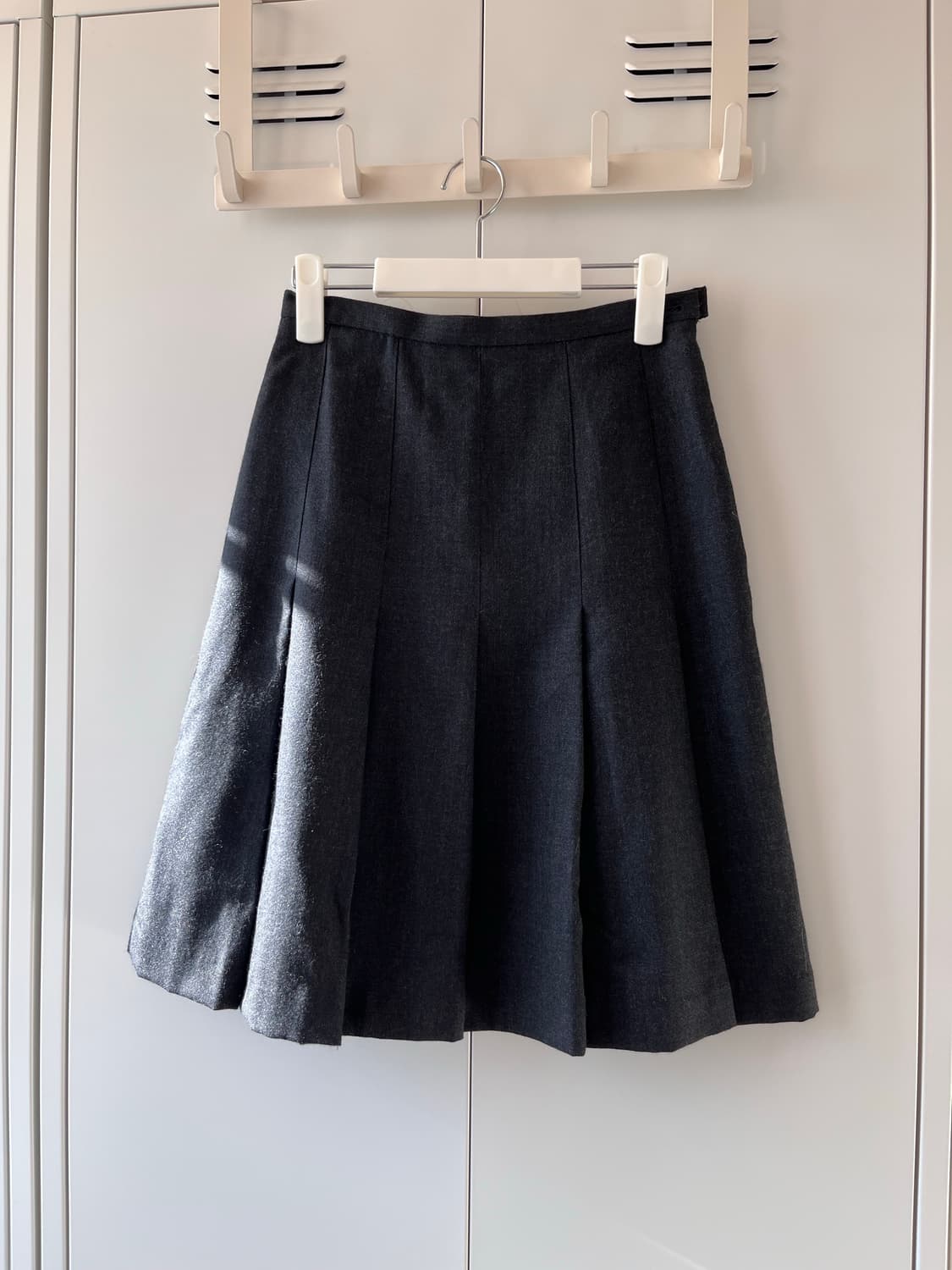 Japanese 빈티지 차콜 주름 플리츠 미디 스커트 상품이미지4