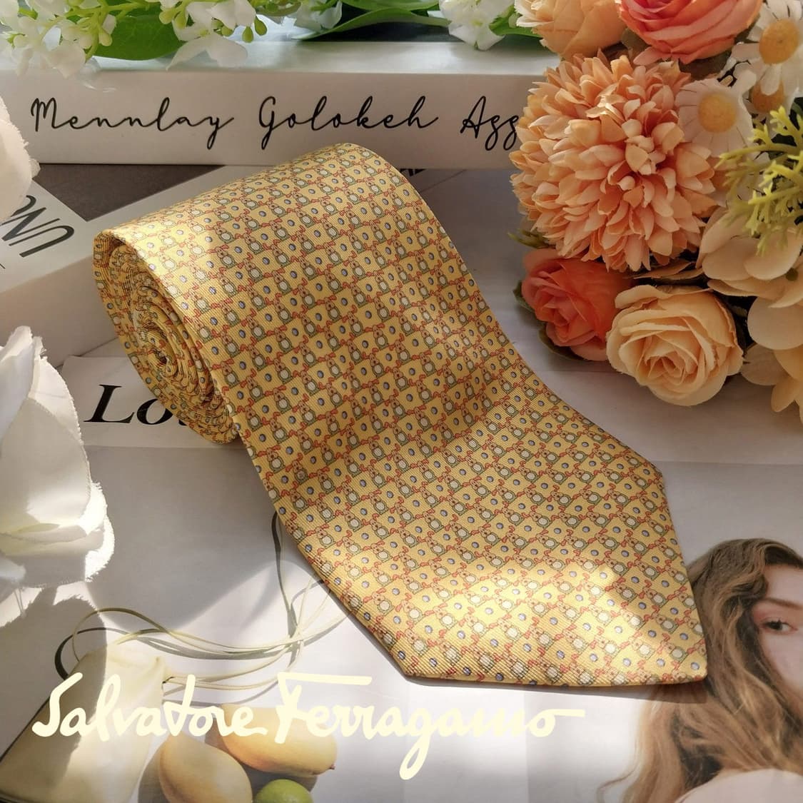 살바토레 페라가모 애니멀 모티브 넥타이 8.8cm A+등급 K2305 상품이미지1