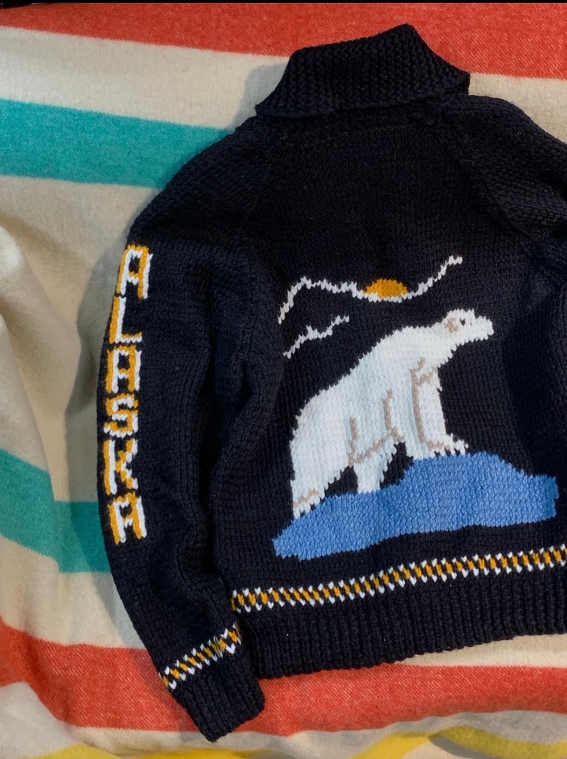 80s 핸드 니트 코위찬 집업 스웨터 ALASKA 상품이미지1