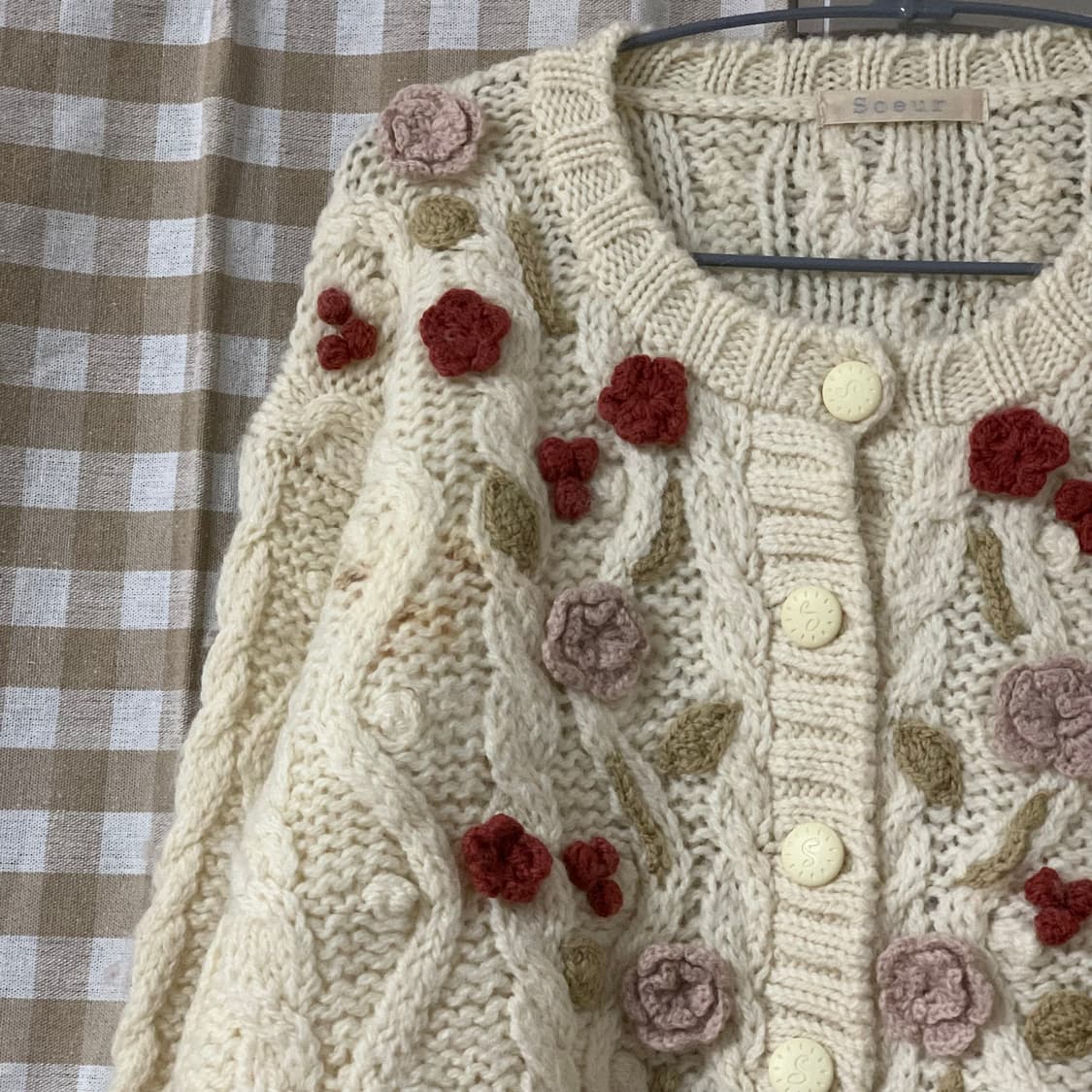 빈티지 아이보리 꽃자수 가디건 상품이미지2
