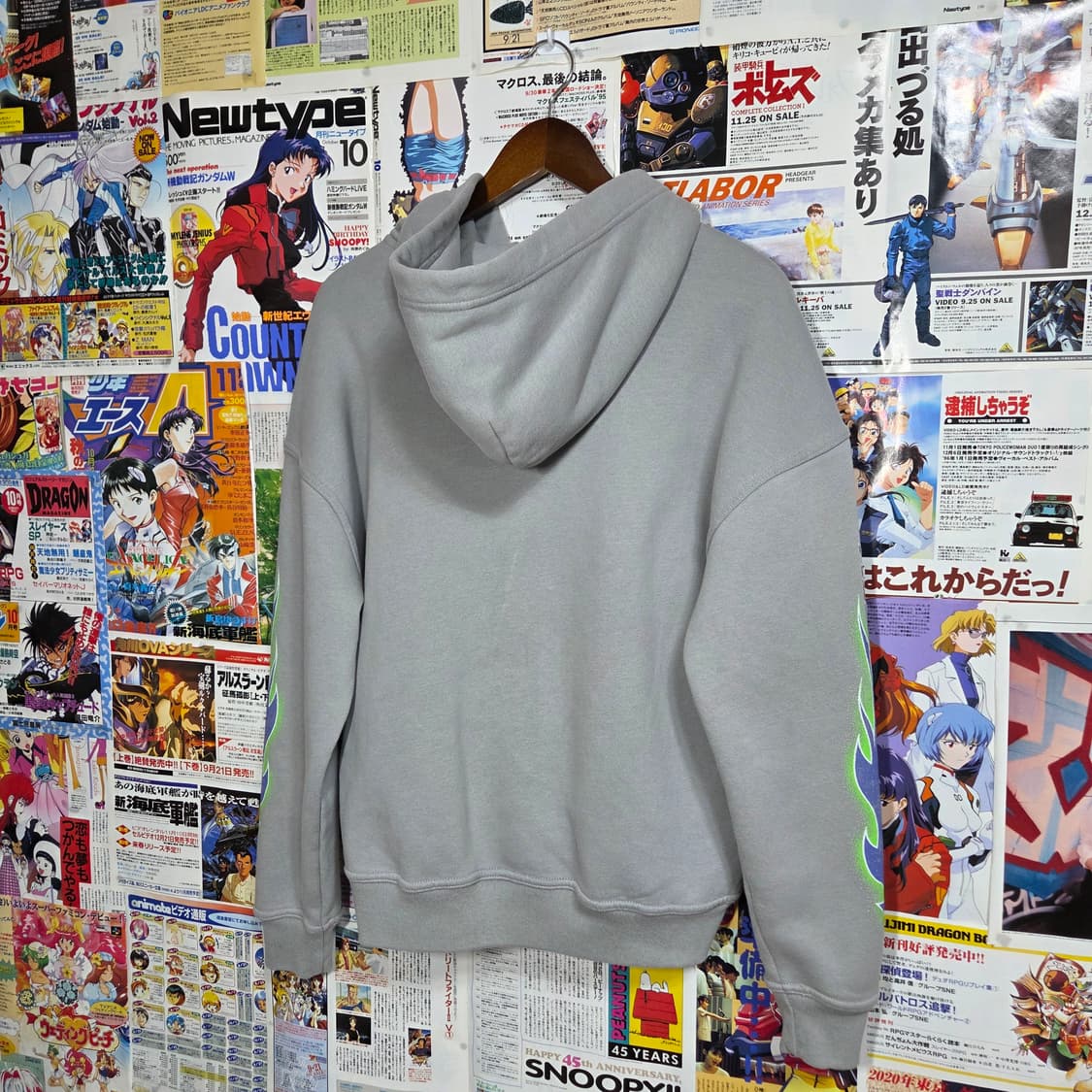 홀리스터X혼다 스트릿 프린팅 그레이 오버핏 후드집업 상품이미지5