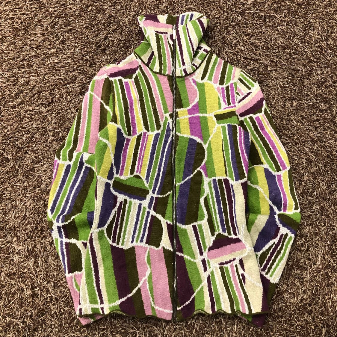 미쏘니 하이넥 멀티컬러 니트 집업 자켓 상품이미지1