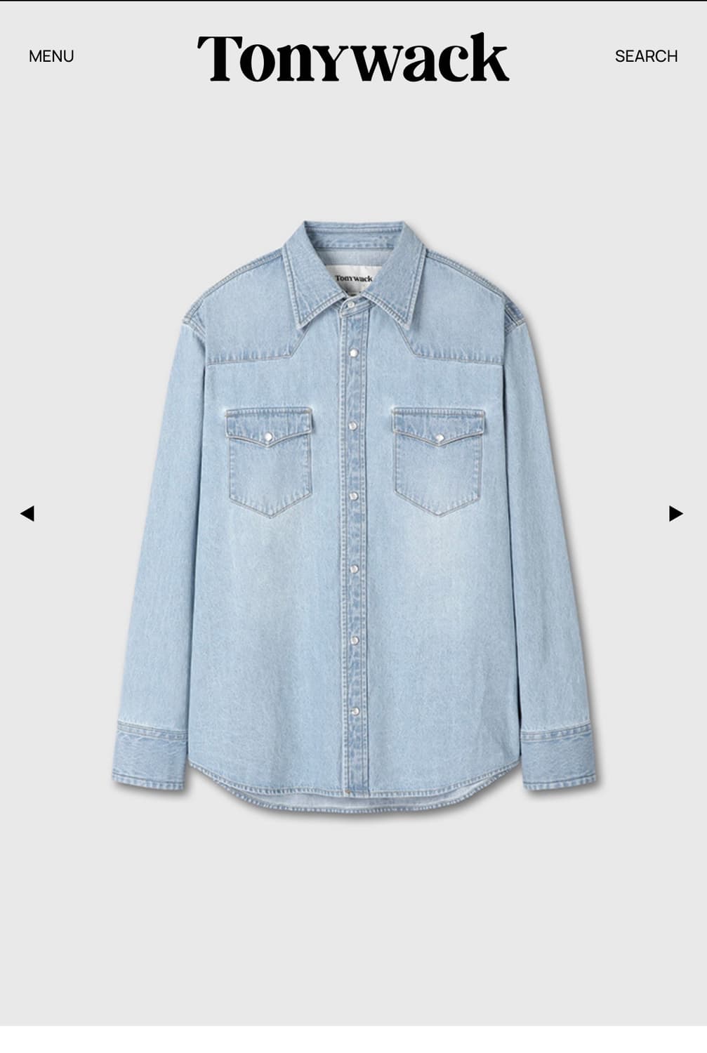 (주우재착용)토니웩 워싱 데님 웨스턴 셔츠 연청 XL 상품이미지1