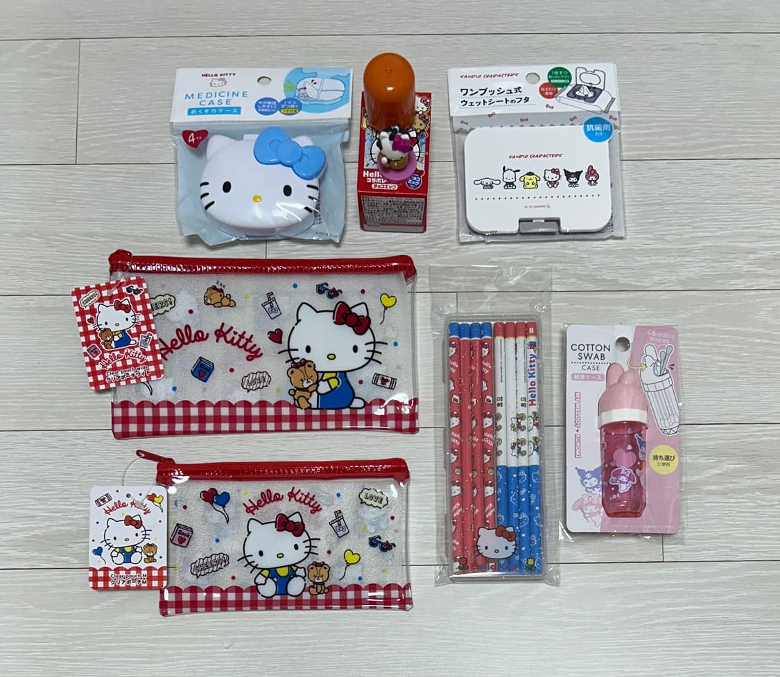 헬로키티 산리오 파우치/케이스/연필/피규어/뚜껑 세트 상품이미지1