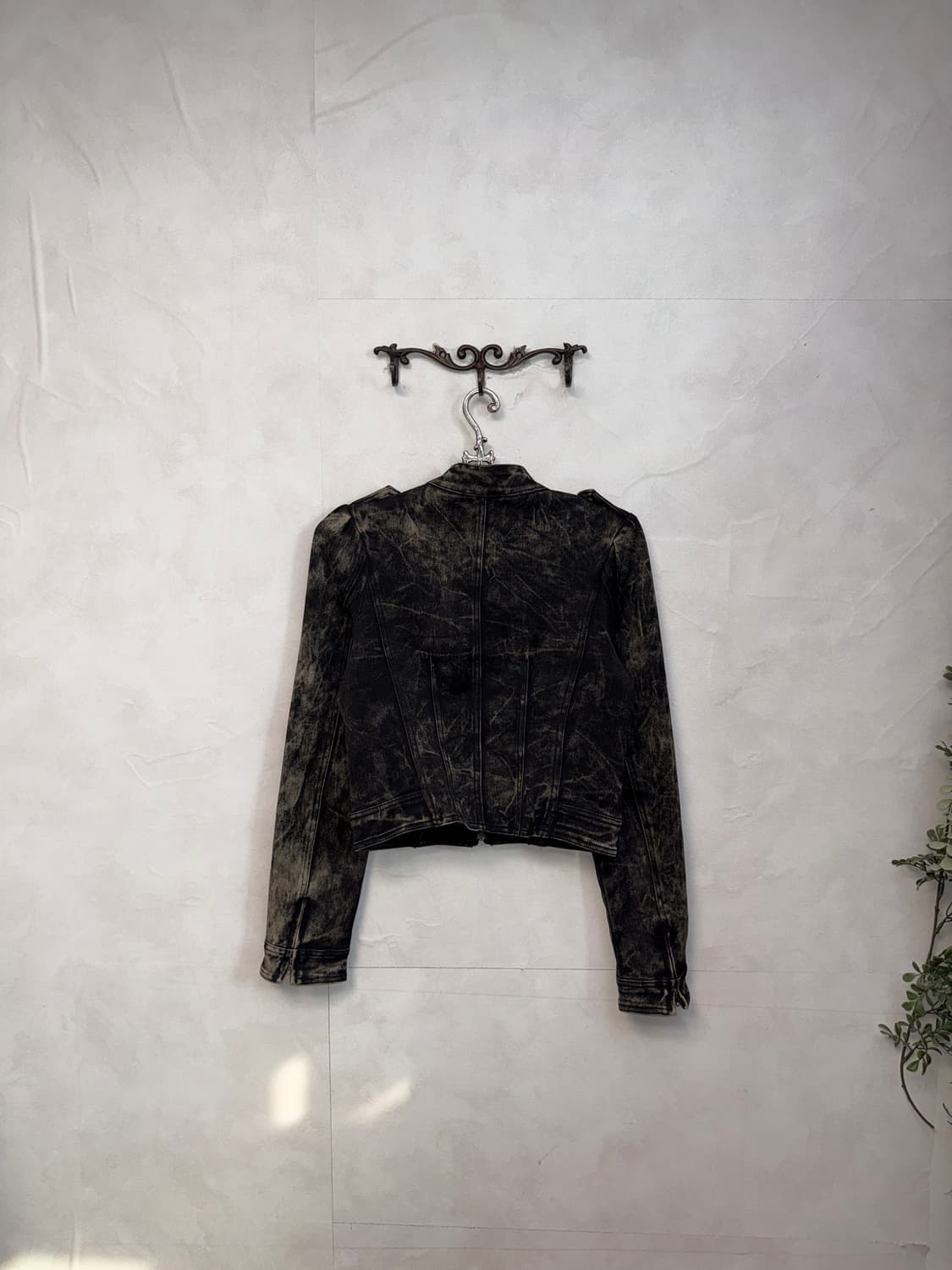 Washing black denim tie dye napoleon jk 상품이미지5