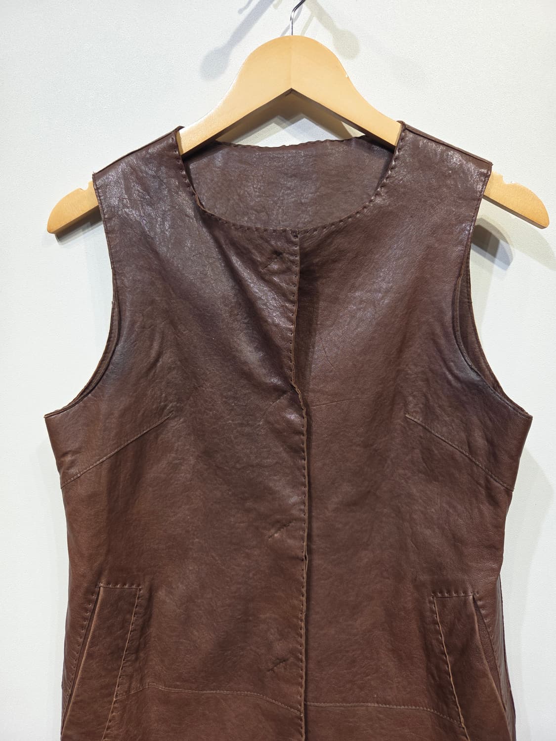 이탈리안 램스킨(양가죽) 스티치 레더 베스트 상품이미지3