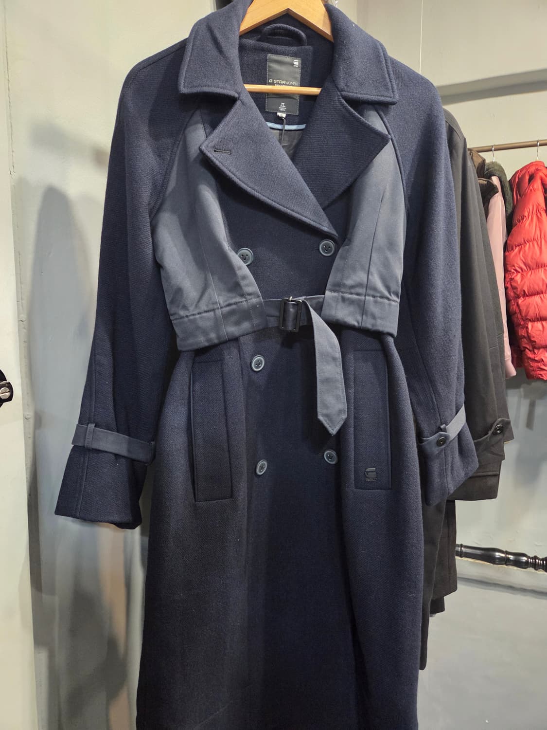 G-Star RAW 여성 벨티드 코트 네이비 상품이미지1