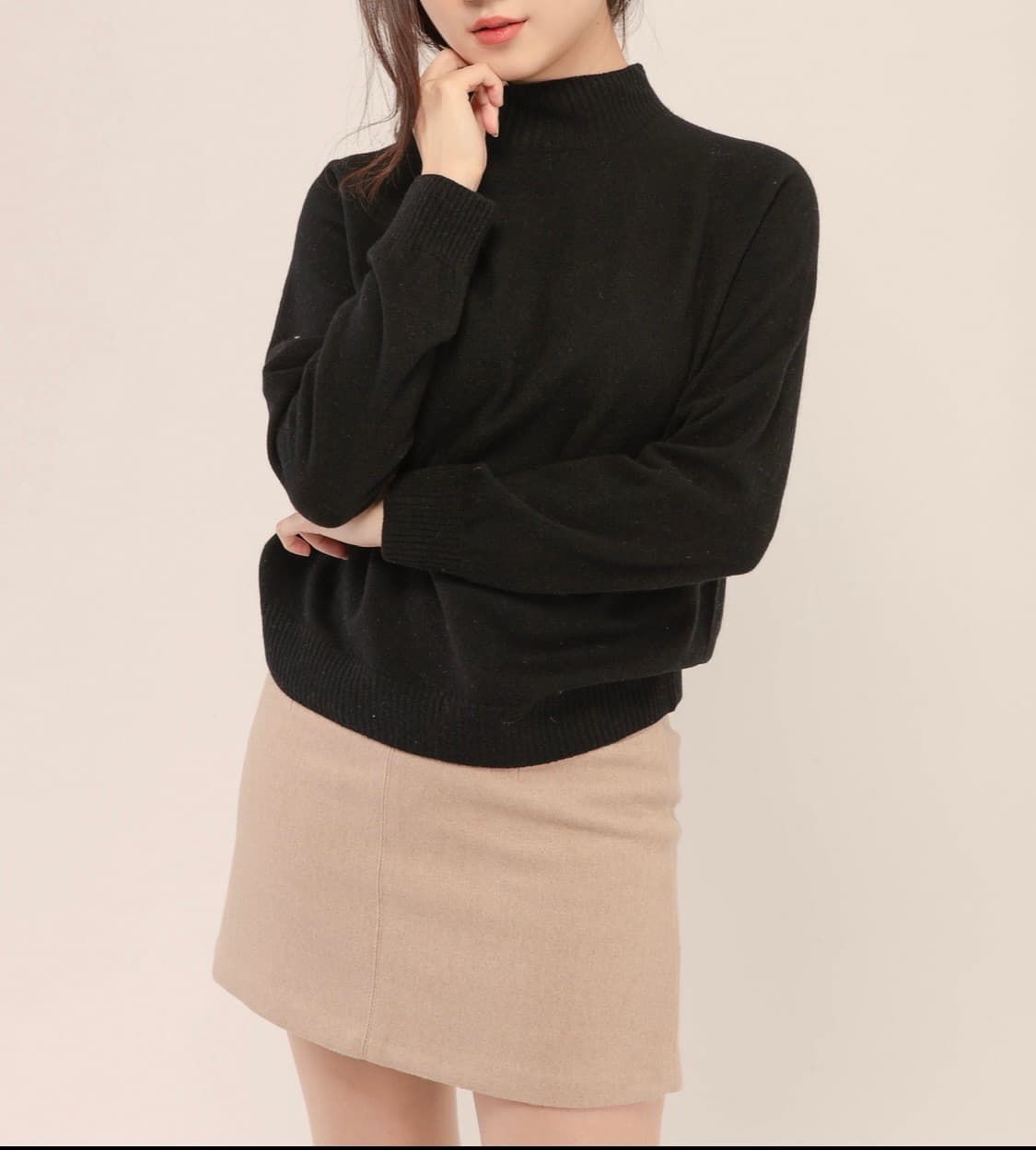 메리노 울캐시 홀가먼트 반목니트 블랙 (M)새상품 상품이미지7