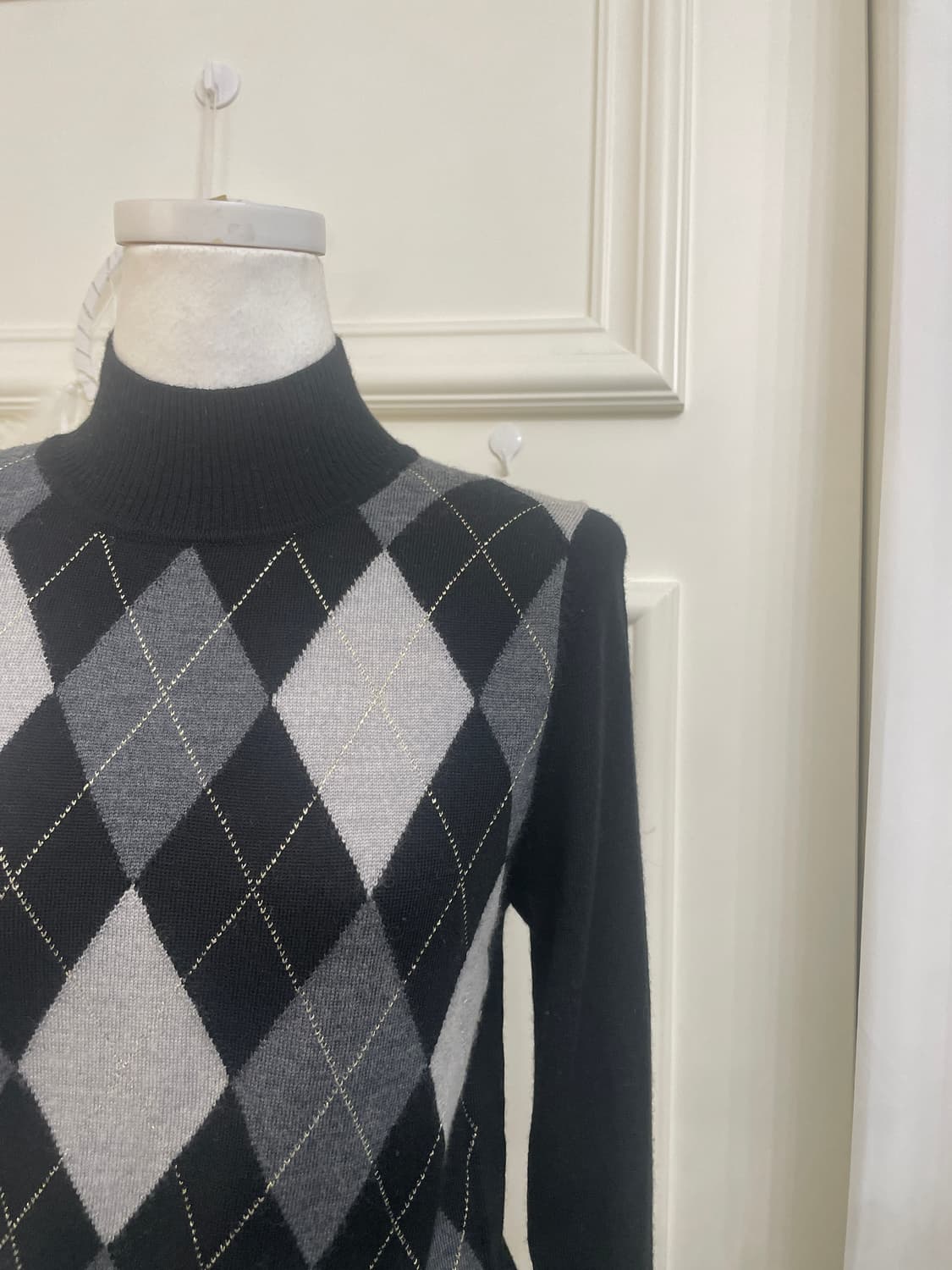 black argyle tutrtle-neck merino wool kn 상품이미지6