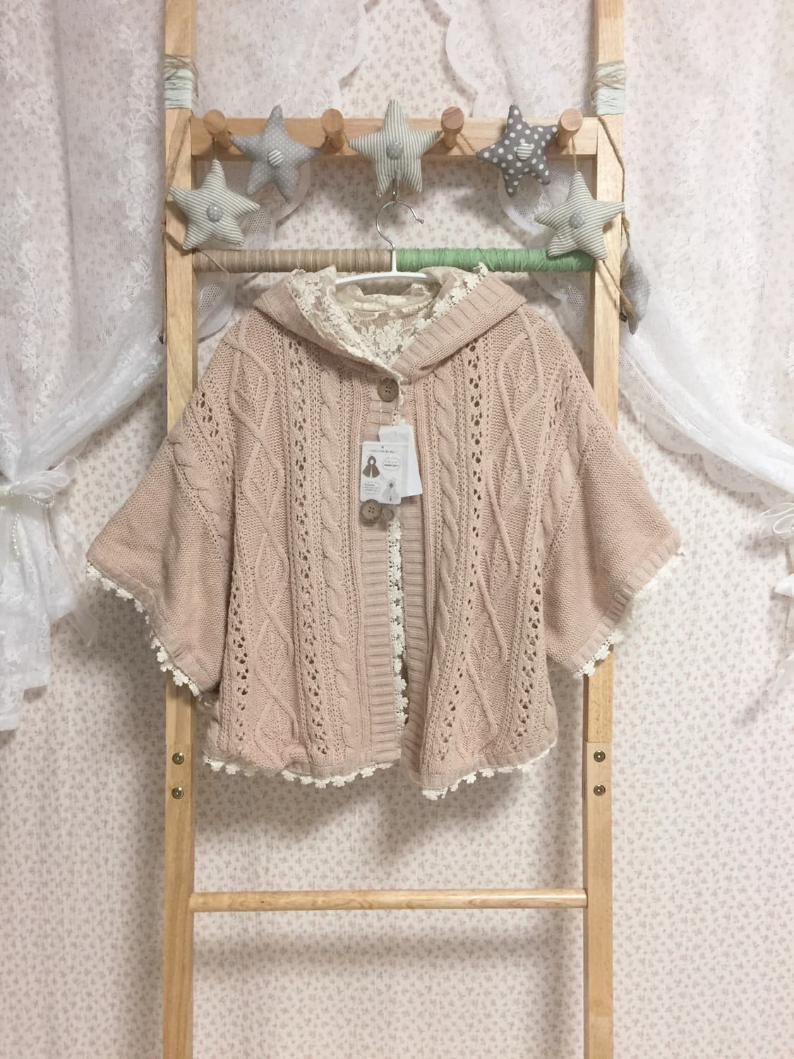 (새상품)빈티지 모리걸 어스뮤직 레이스 후드 케이프 상품이미지3