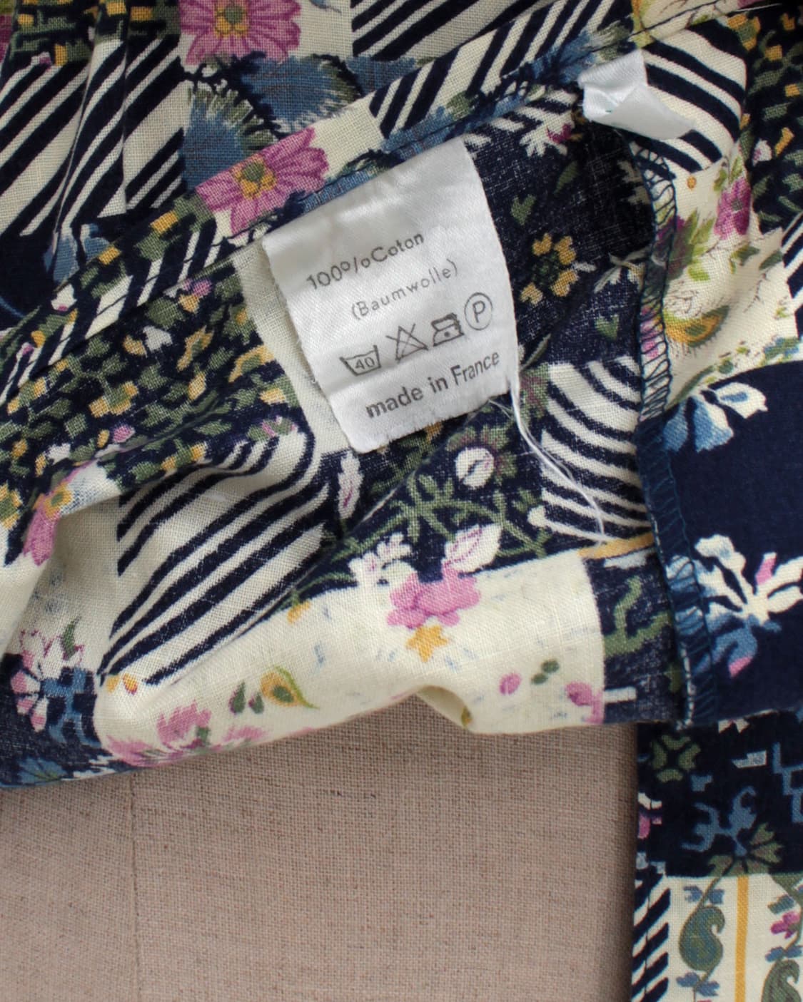 유럽 빈티지 프랑스 플라워 네이비 패치워크 스트랩 코튼 블라우스 상품이미지10