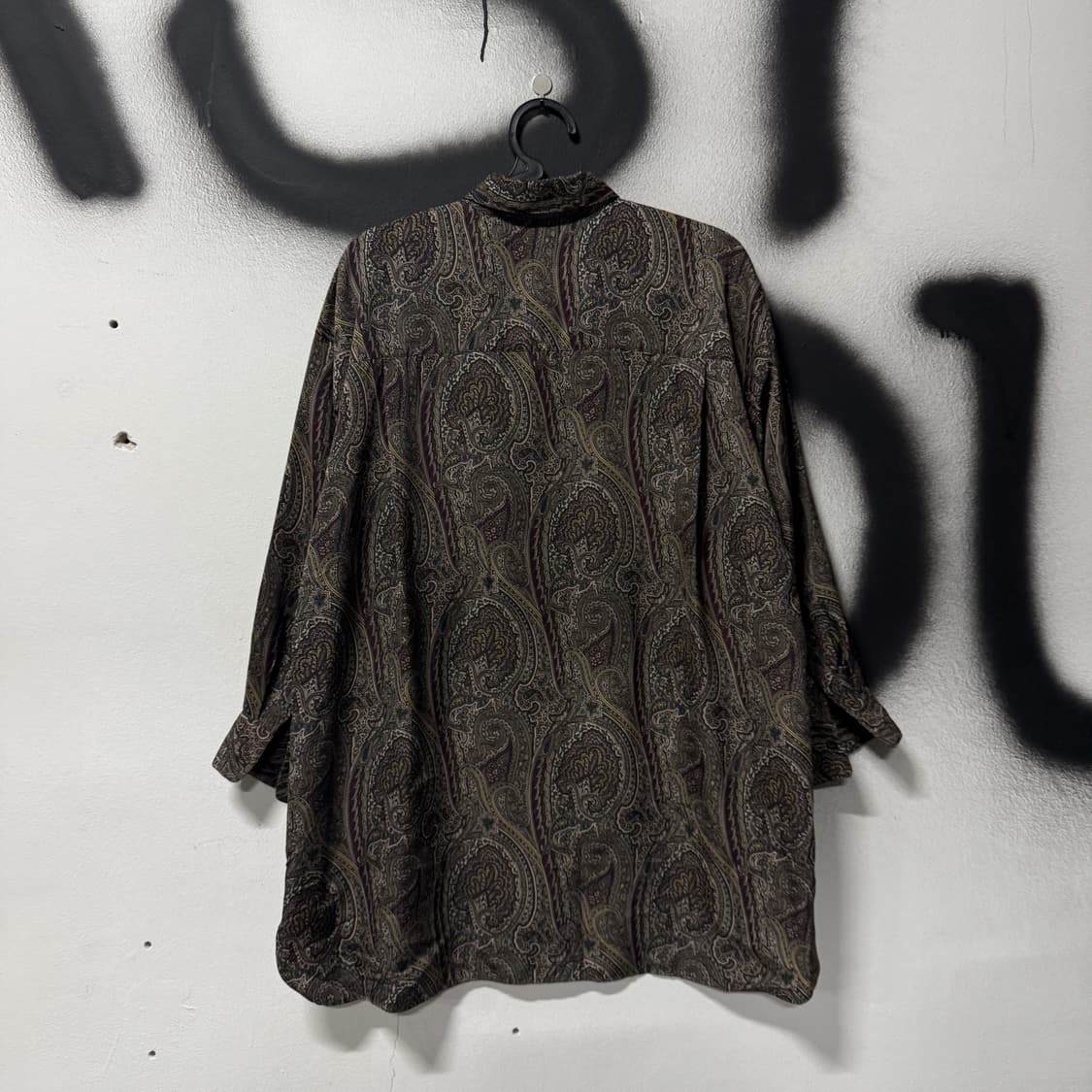 VTG 빈티지 브라운 페이즐리 패턴 원포켓 긴팔 셔츠 상품이미지2