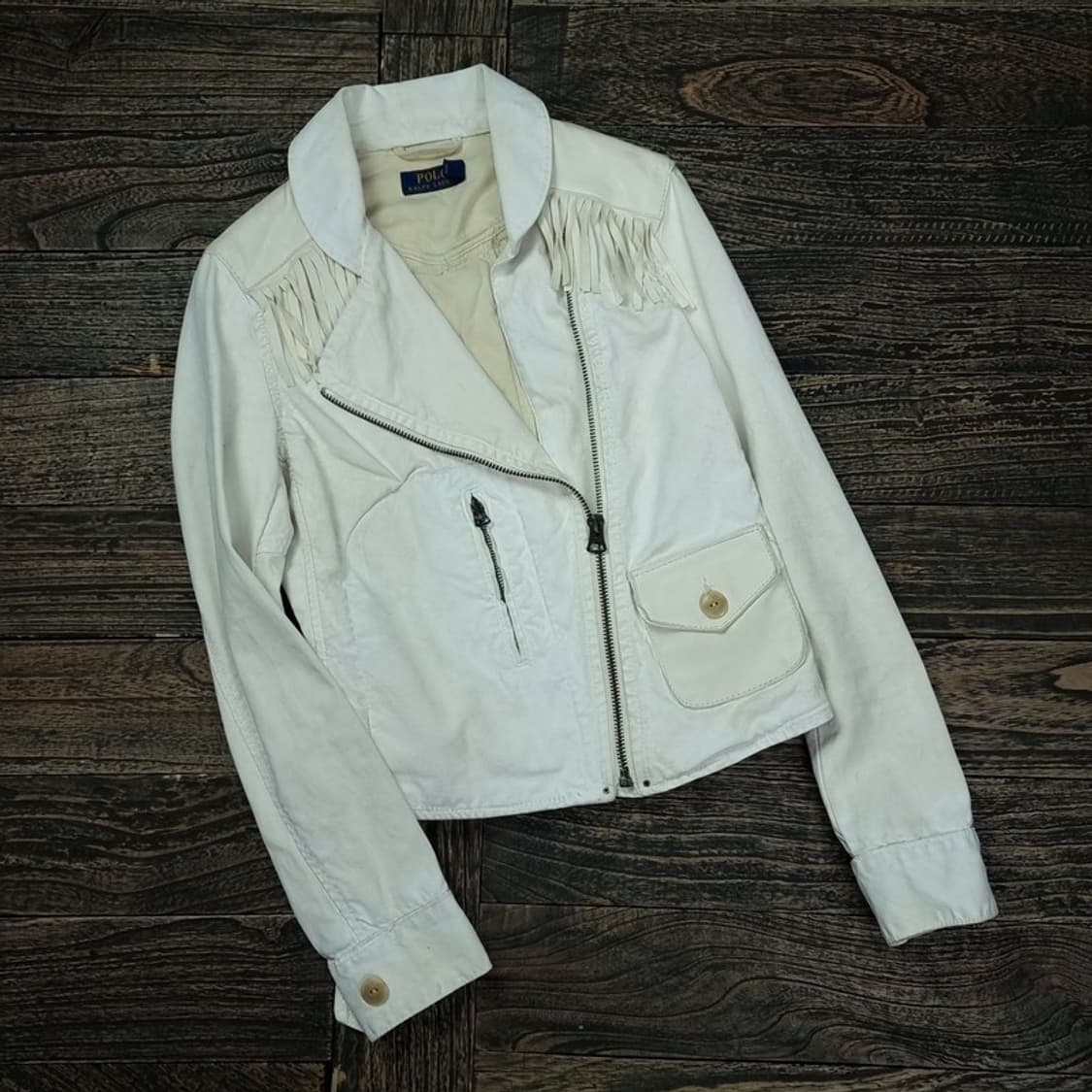 [폴로 랄프로렌] 웨스턴 프린지 사선 라이더 자켓 아이보리 M17552 상품이미지1