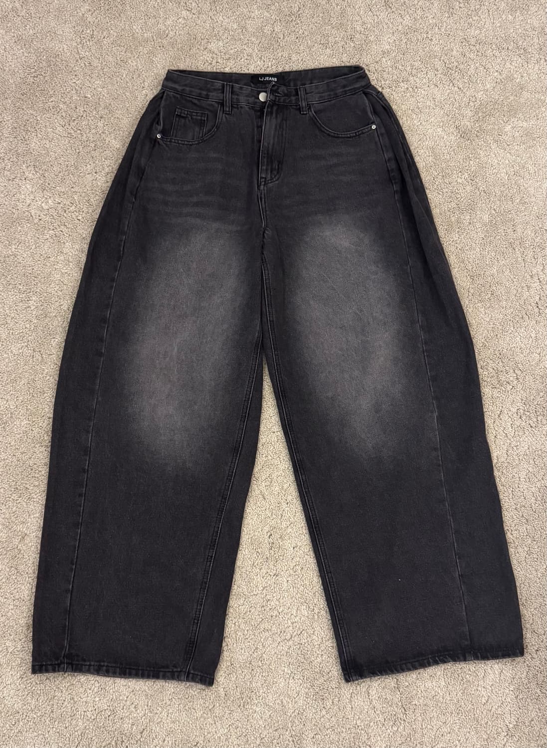 블랙 워싱 와이드 데님 (흑청,벌룬핏) 상품이미지1