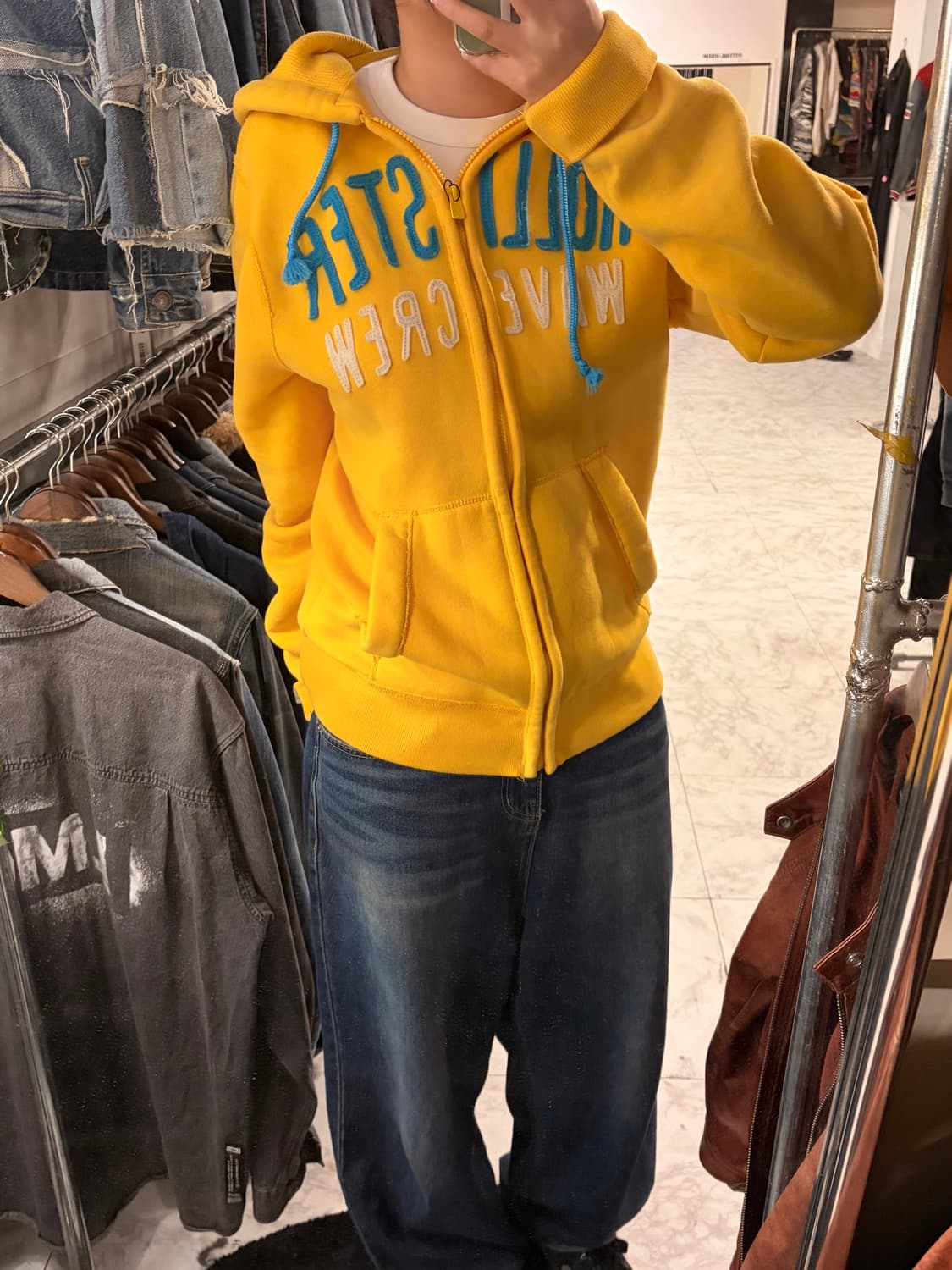 (정품/L)홀리스터 후드집업 옐로우 a1 상품이미지1