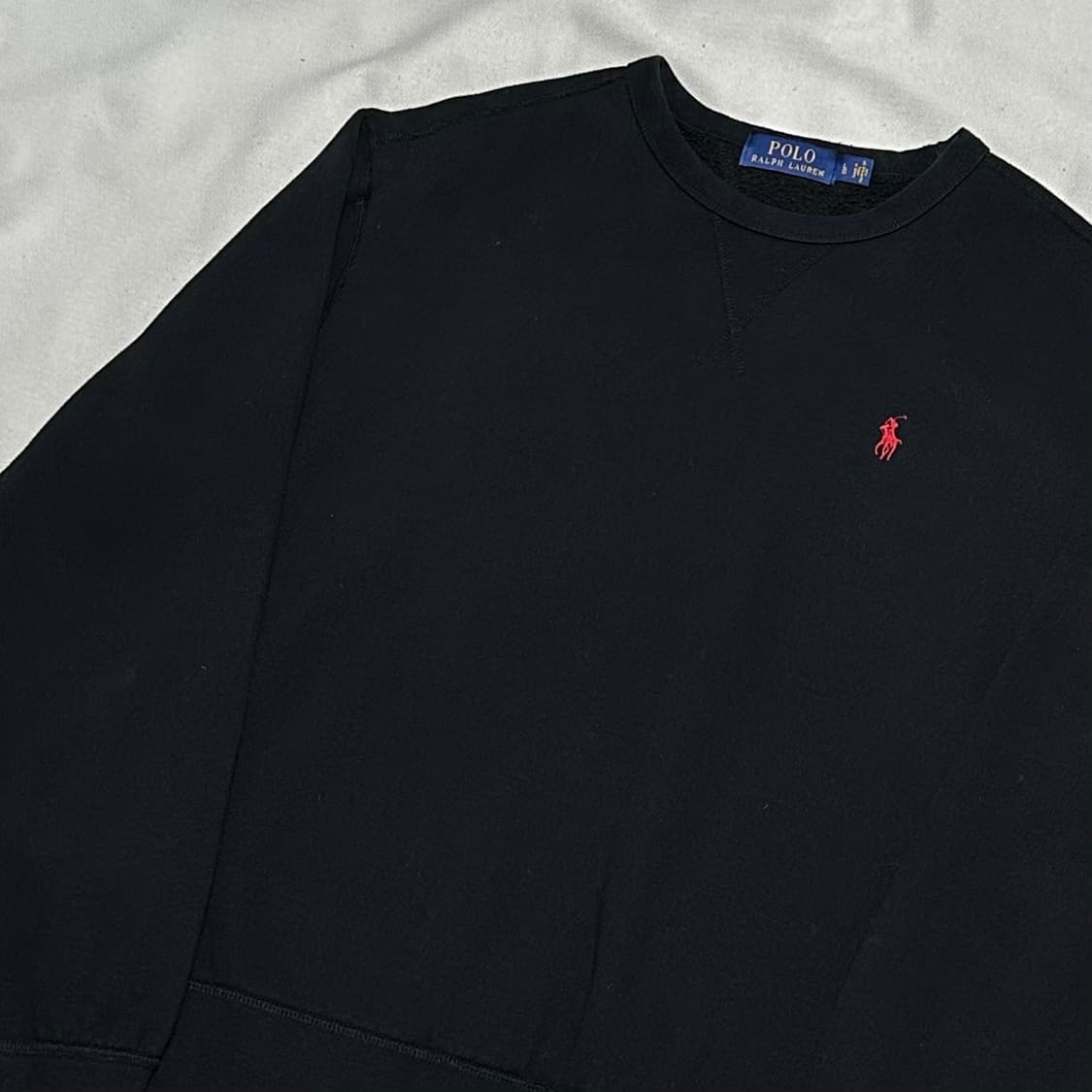 L 폴로랄프로렌 코튼 라운드넥 기모 블랙 맨투맨 상품이미지1