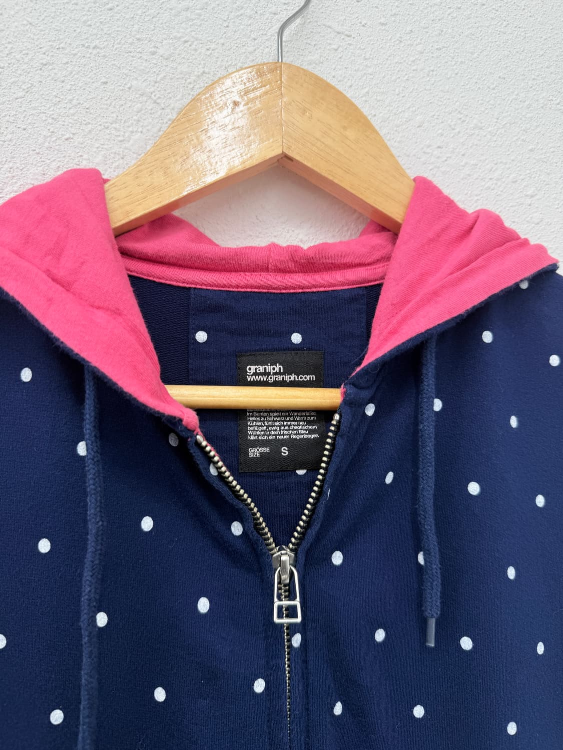 빈티지 graniph 네이비 도트 후드집업 상품이미지4