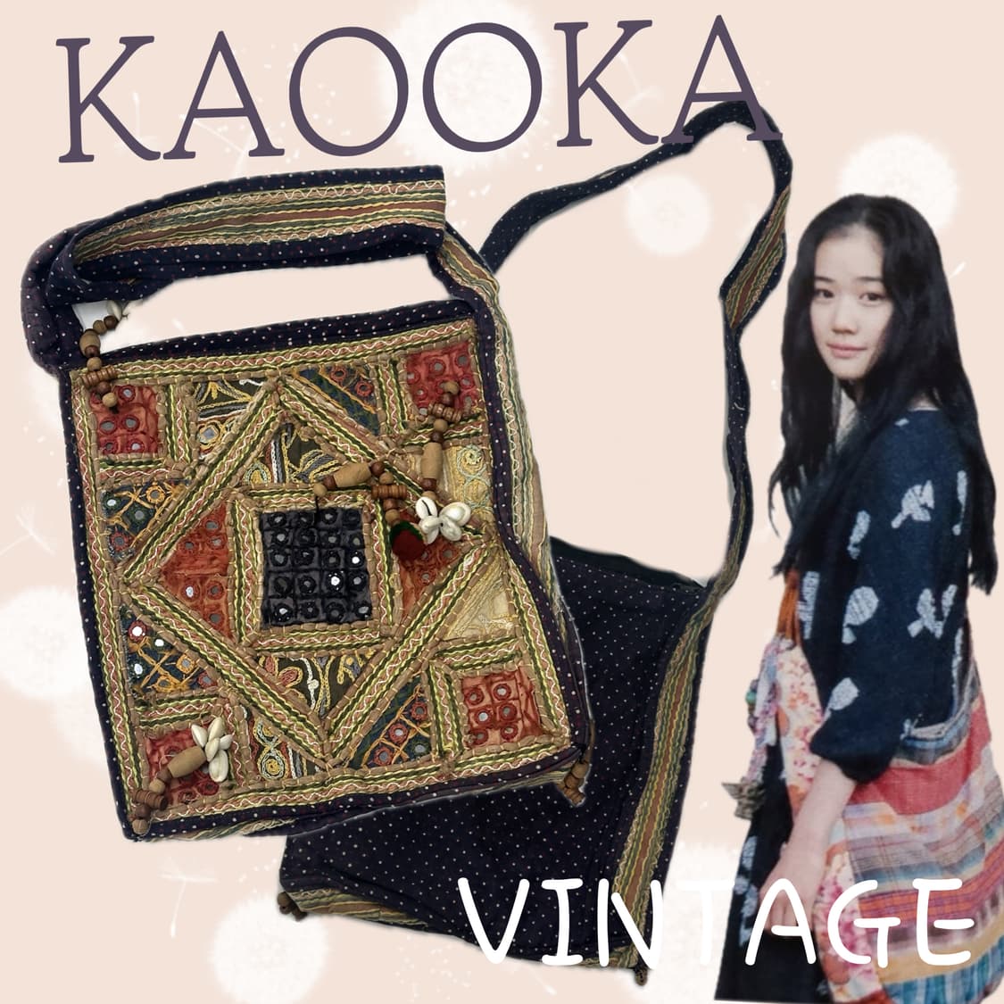 🪇하구미 라틴 에스닉 스퀘어 크로스백🪇비즈 가방 패턴 기하악 히피 상품이미지1