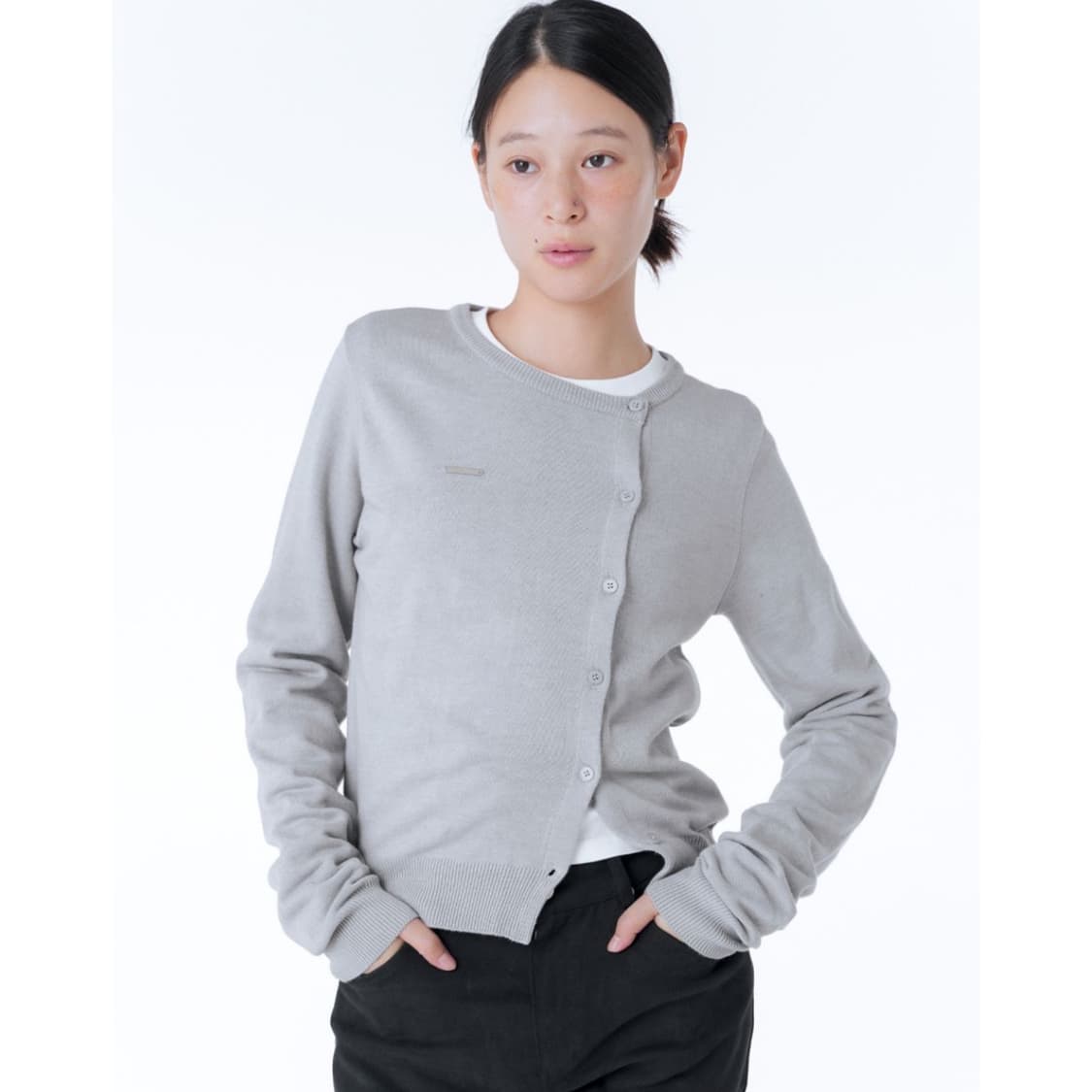 미세키서울 언발란스 니트 가디건 그레이 상품이미지1