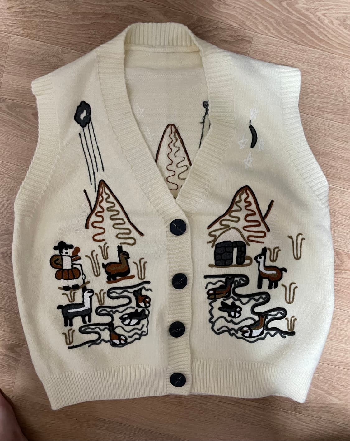 아메카지 모리걸 빈티지 스타일 니트 조끼 상품이미지1