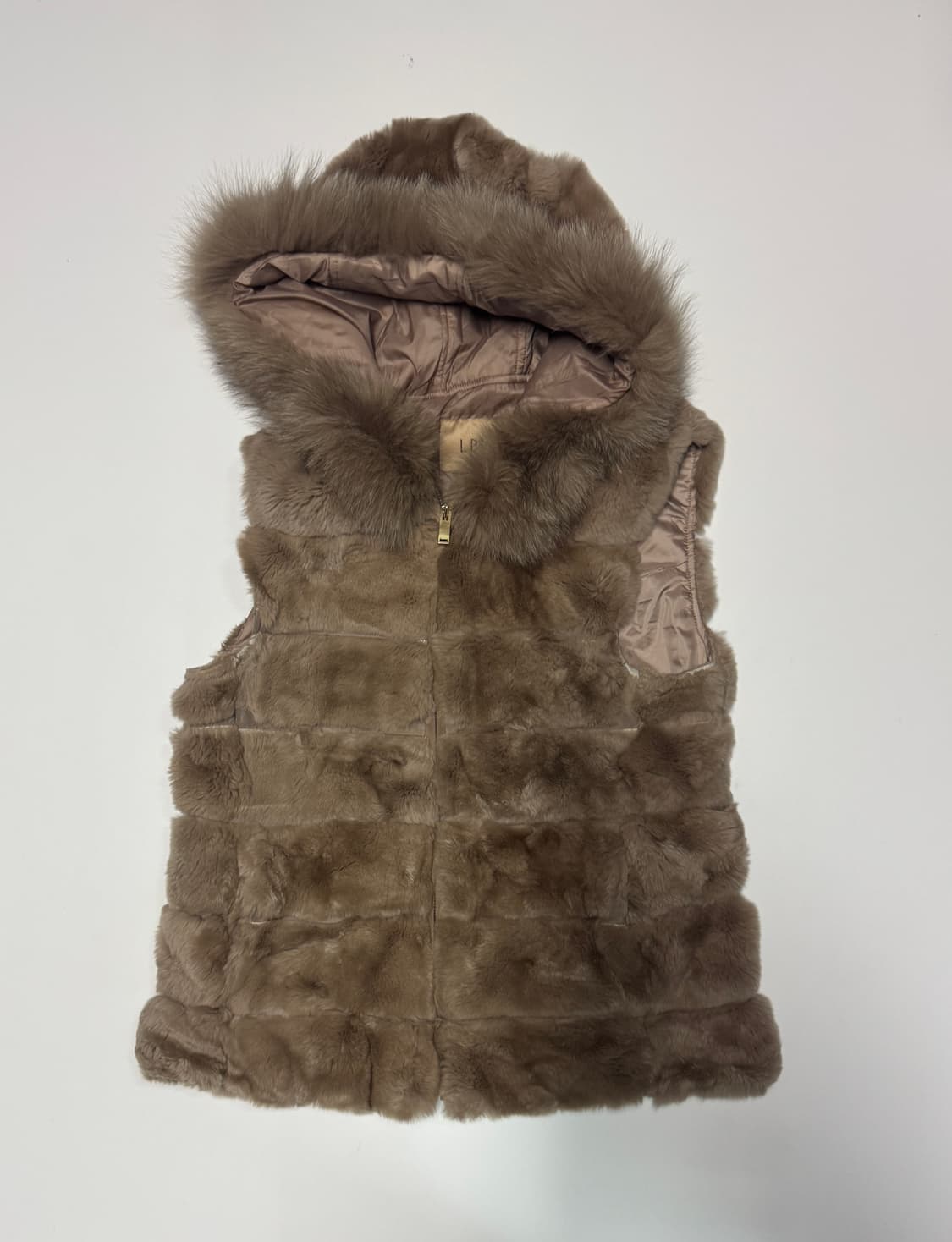 여성 LBL 레빗 폭스퍼 후드 패딩 조끼 M 이유정 상품이미지1