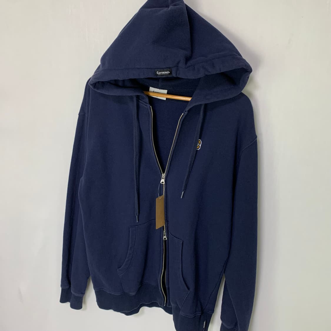 커버낫 로고 자수 베이직 후드집업 네이비 M 남녀공용 상품이미지4