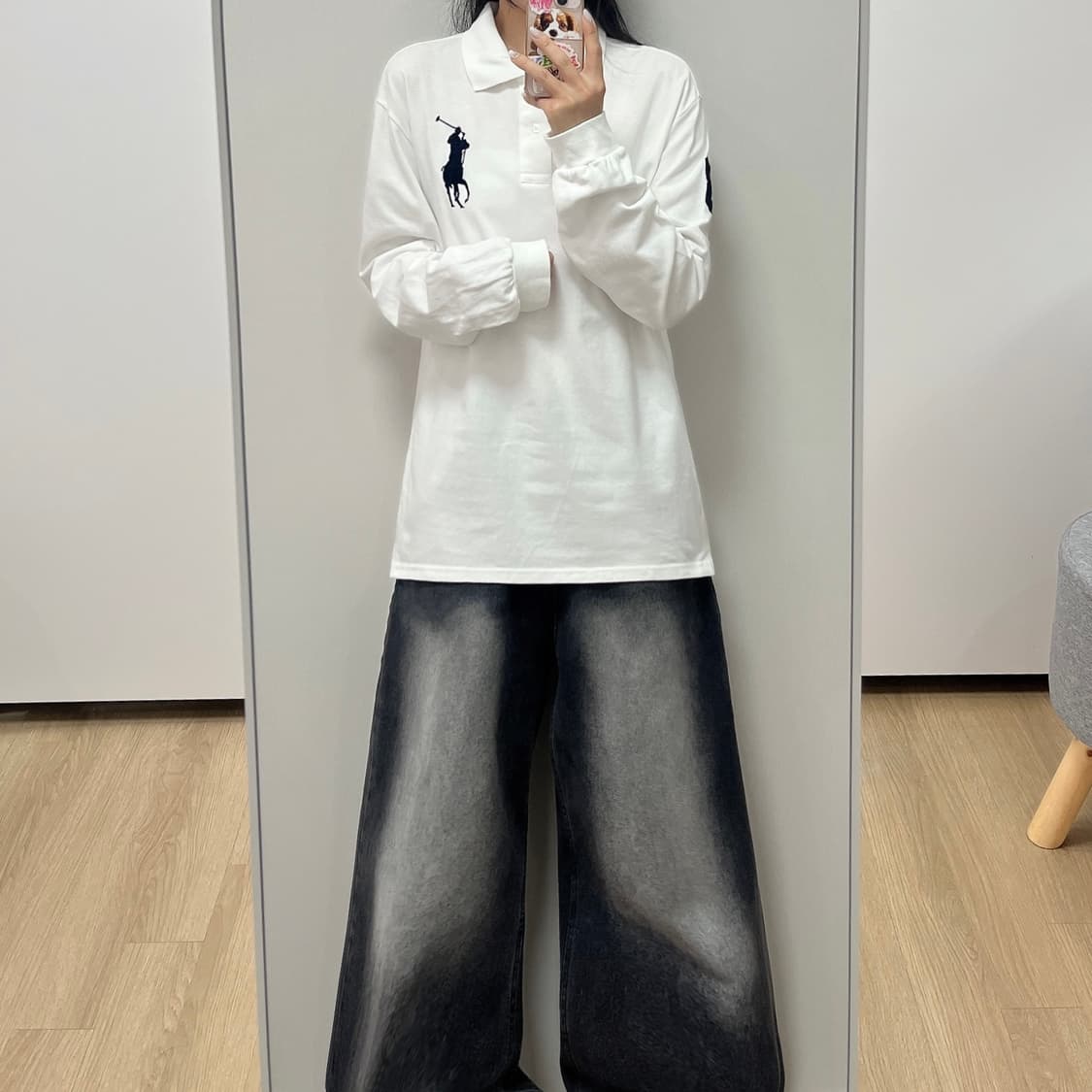 폴로 랄프로렌 빅포니 화이트 카라 긴팔 티셔츠 상품이미지1