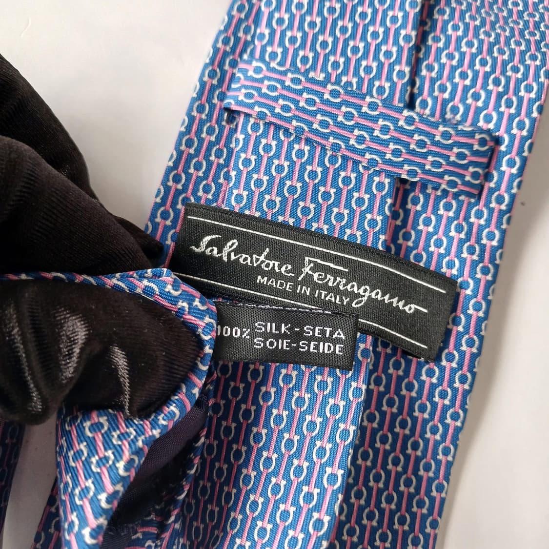 살바토레 페라가모 넥타이 블루 간치니 패턴 8.8cm A등급 G30 상품이미지7