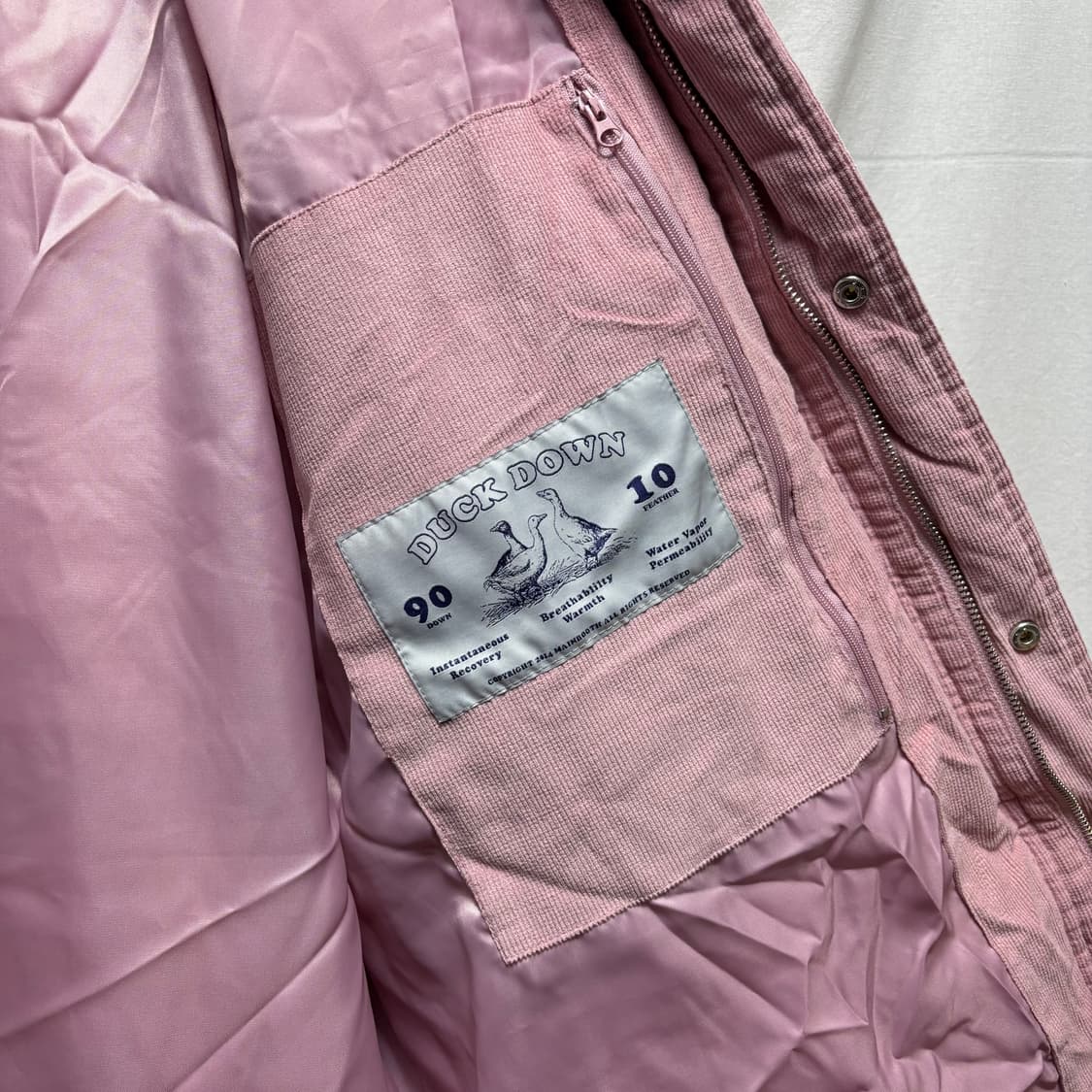 메인부스 덕다운 코듀로이 스노우 파카 핑크 롱 패딩 M 상품이미지6