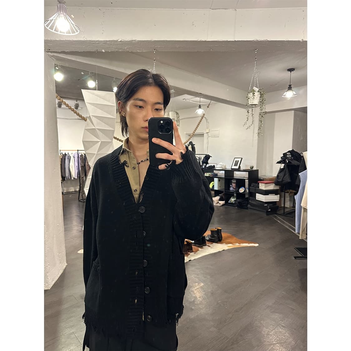 요지야마모토 오버사이즈 디스트레스드 가디건 상품이미지4