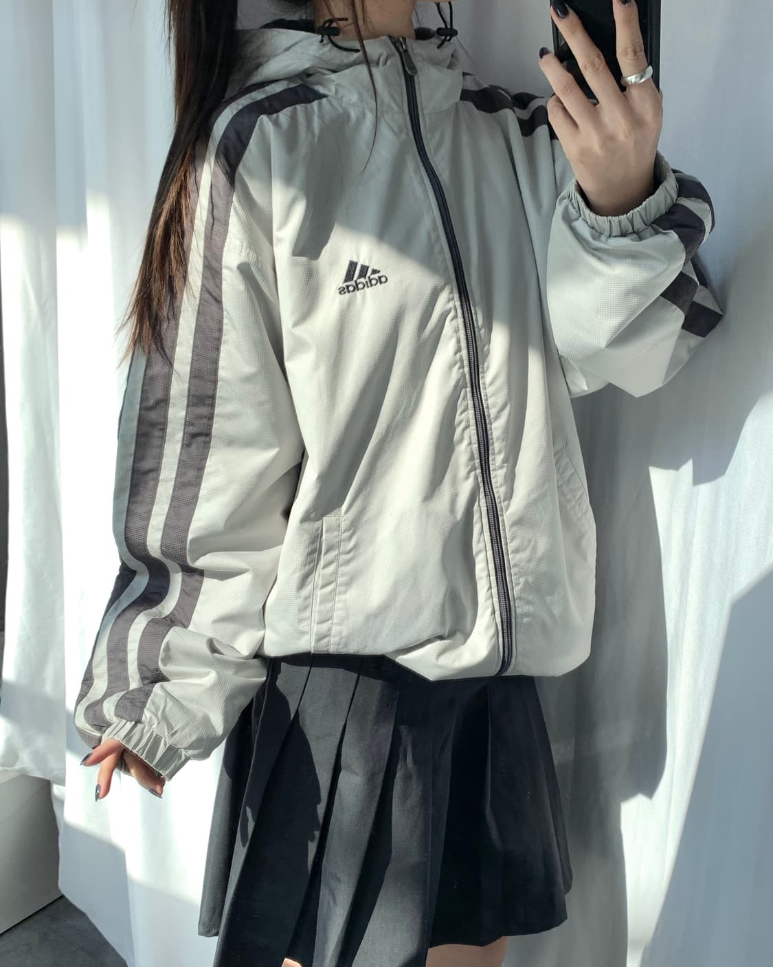 Adidas 올드 아디다스 사이드라인 영그레이 후드 바람막이 자켓  상품이미지1