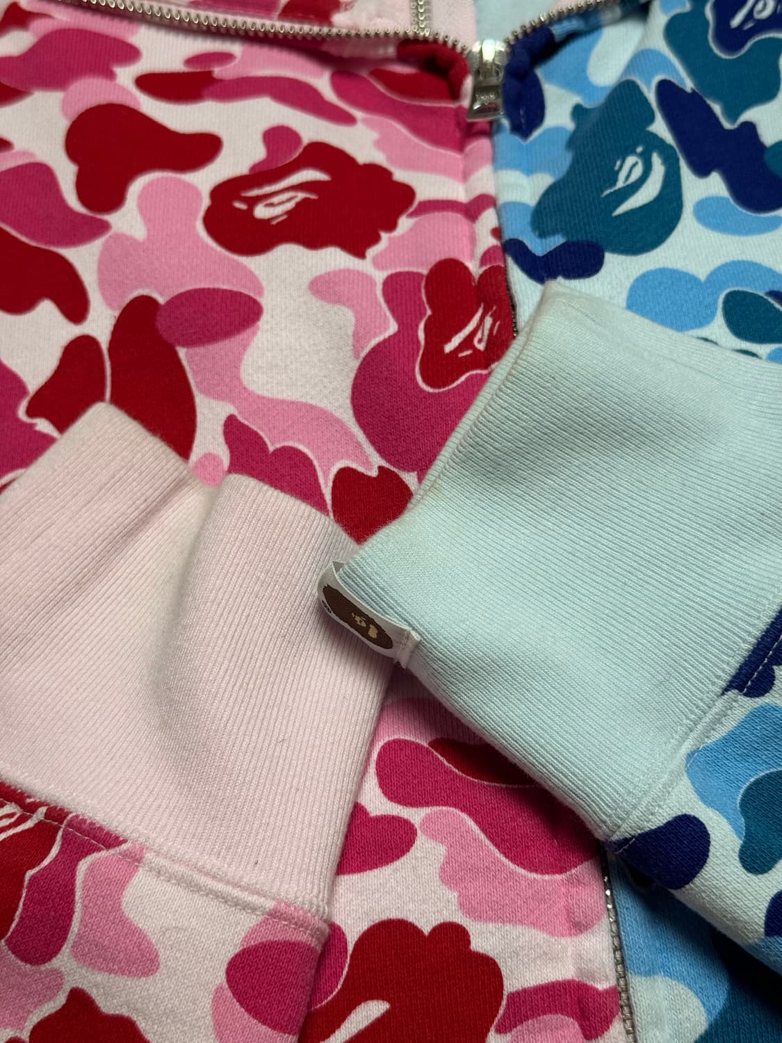 (L) 베이프 ABC카모 세퍼레이트 샤크 풀 집 후드 블루 핑크 상품이미지5