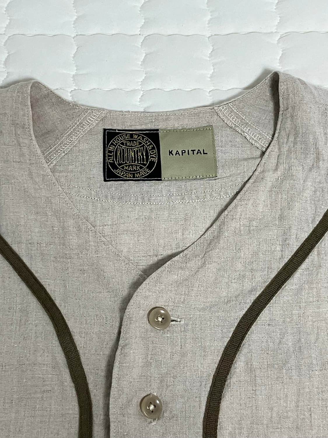 캐피탈 프렌치 린넨 베이스볼 셔츠 베이지 4 상품이미지3