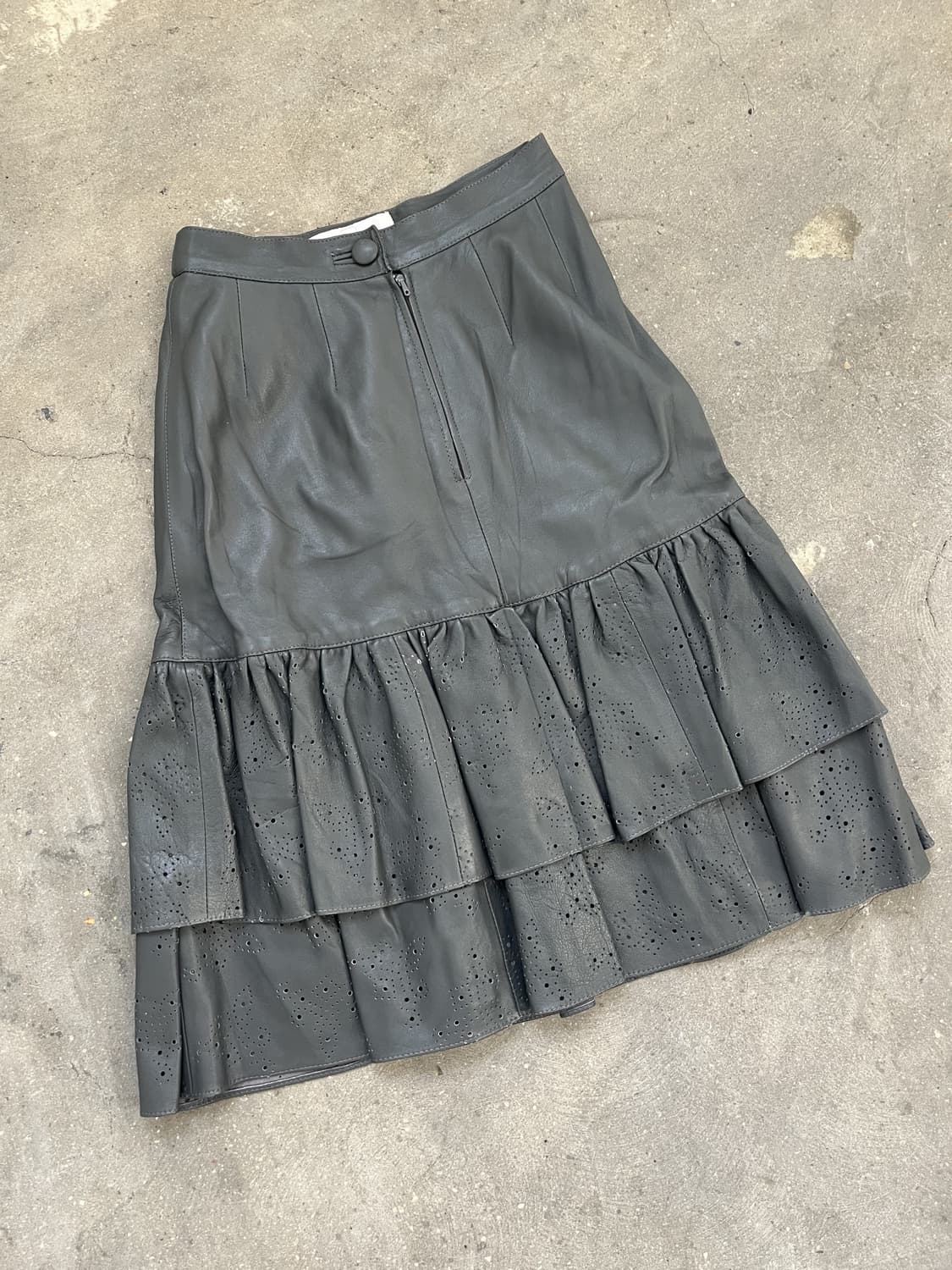Gianfranco Bogino (Italy made) 레더 펀칭 스커트 상품이미지1