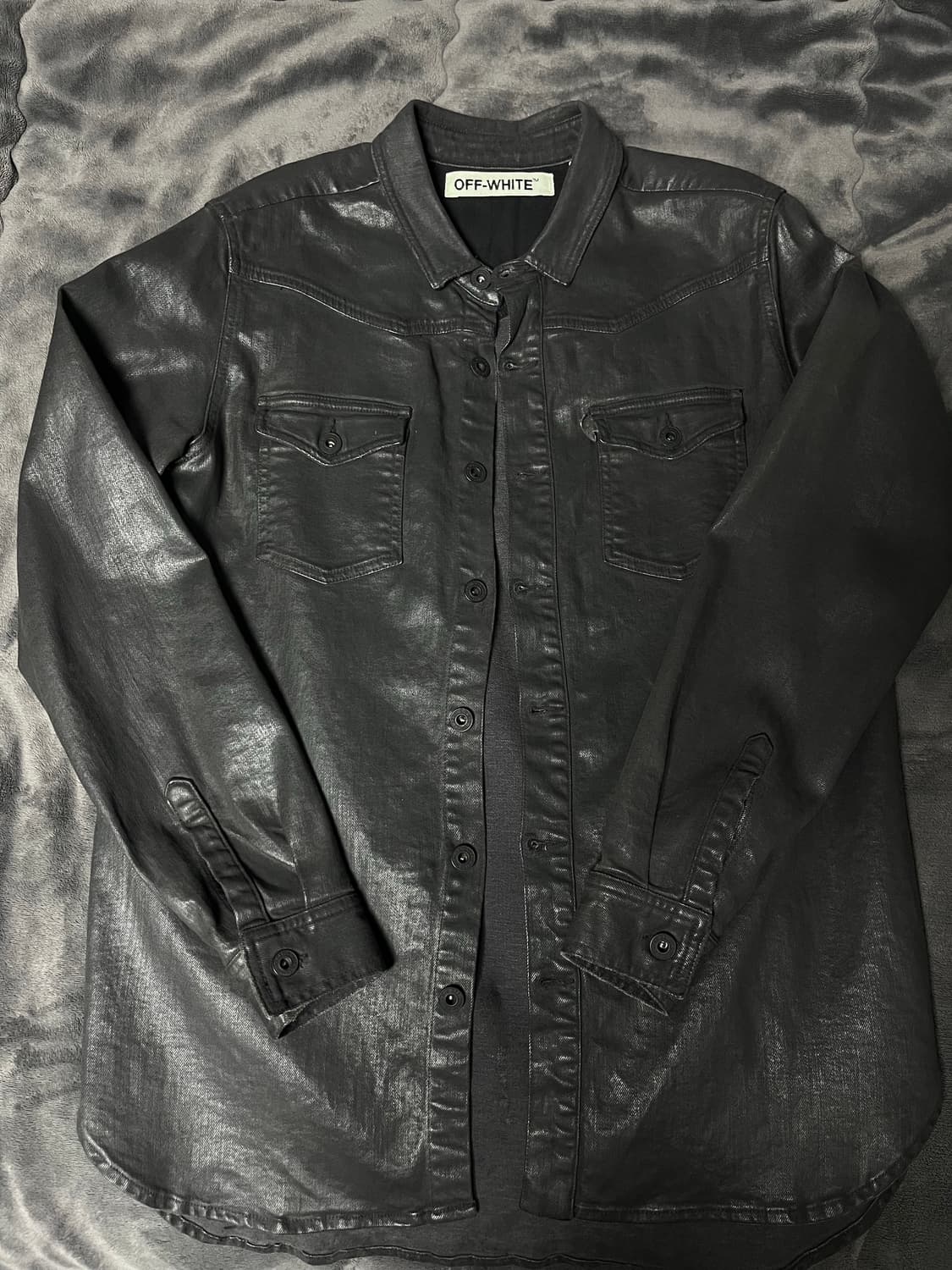 오프화이트 코팅 백프린팅 오버데님자켓 Size(M) 상품이미지2