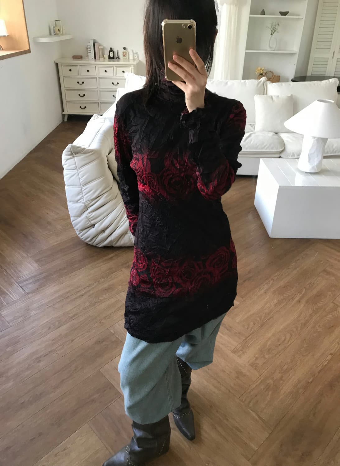 vintage rose mesh top 상품이미지1