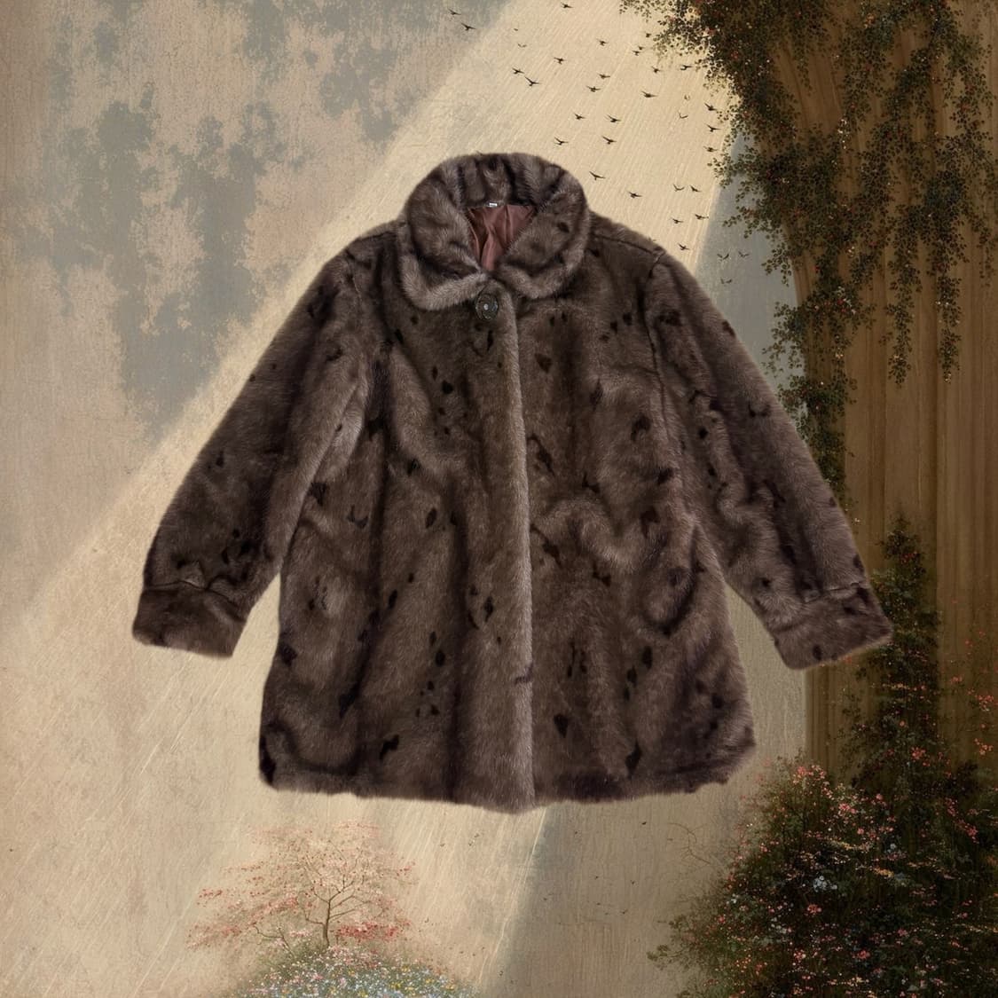 빈티지 브라운 스폿 퍼 코트 상품이미지1