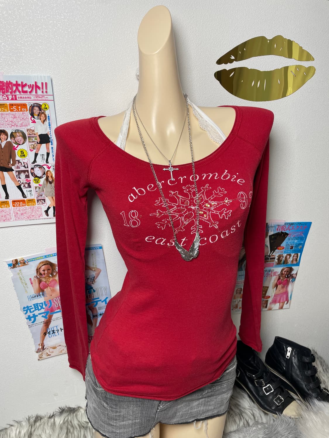 Abecrombie 레드 티셔츠탑 상품이미지1