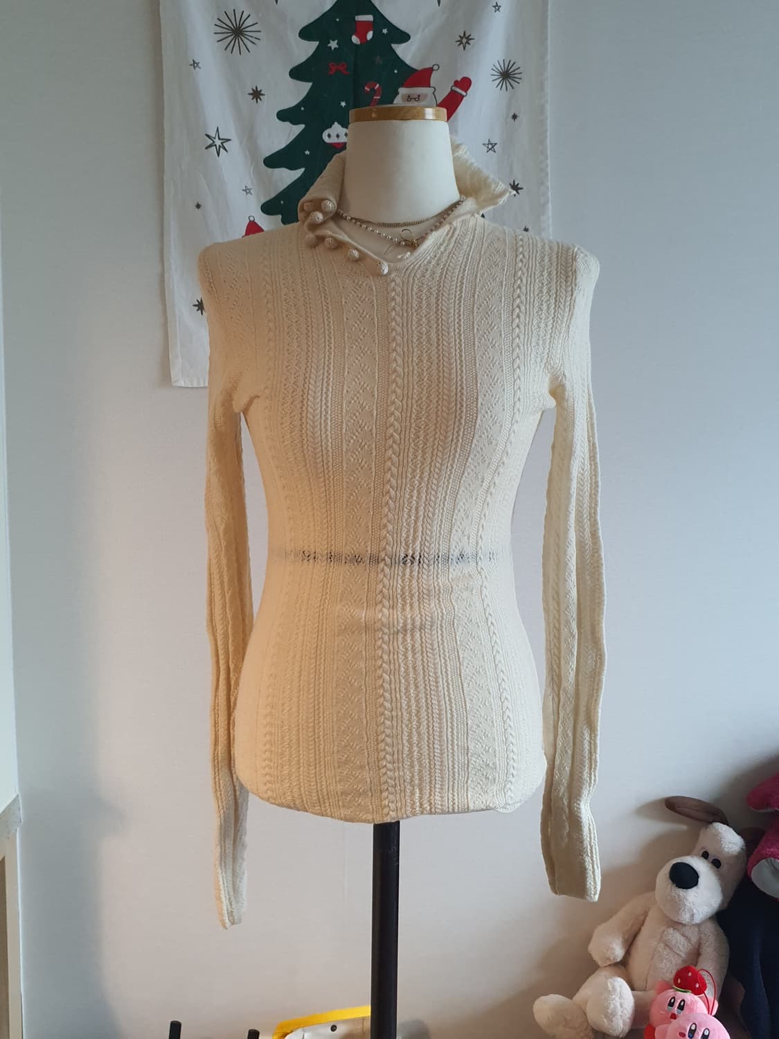 [빈티지] 아이보리 니트 긴팔 블라우스 상품이미지2