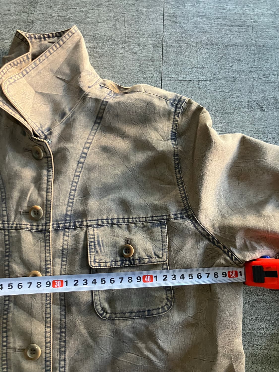 일본빈티지 핀터깔y2k 보헤미안 데님샤틴 사파리썸머자켓 상품이미지2