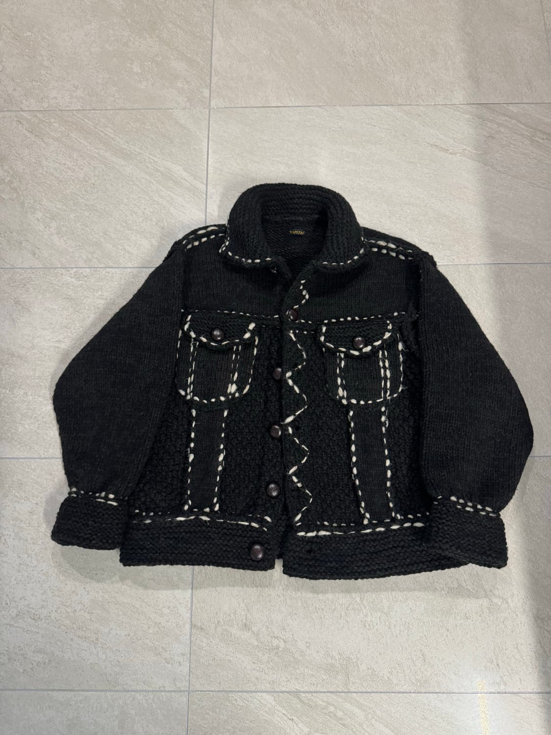 캐피탈 울 핸드 니트 코위찬 블랙 상품이미지1