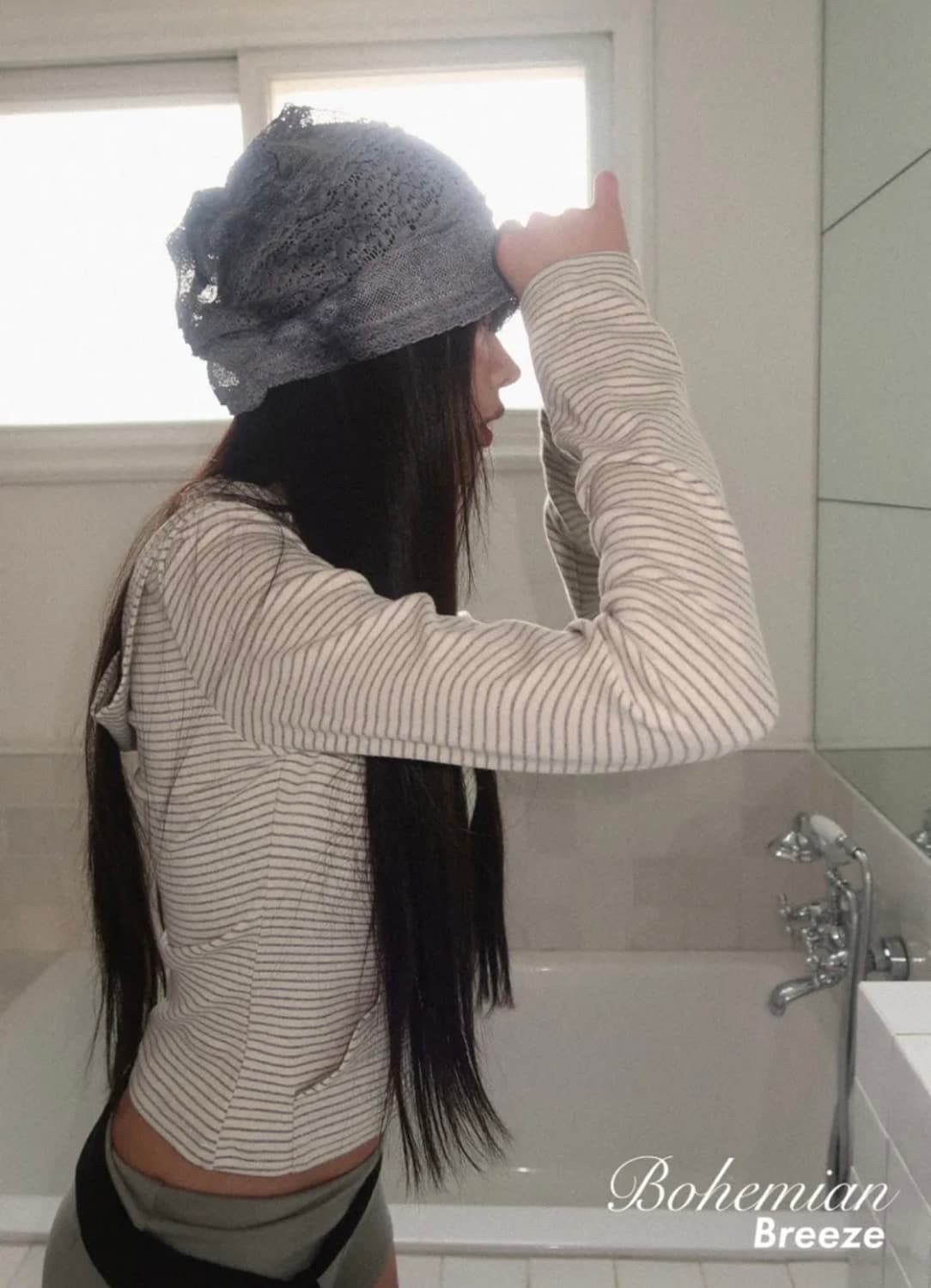 킬리만 와일드플라워 비니 포그네이비 레이스 보헤미안브리즈빈티지모자여름패터 상품이미지4