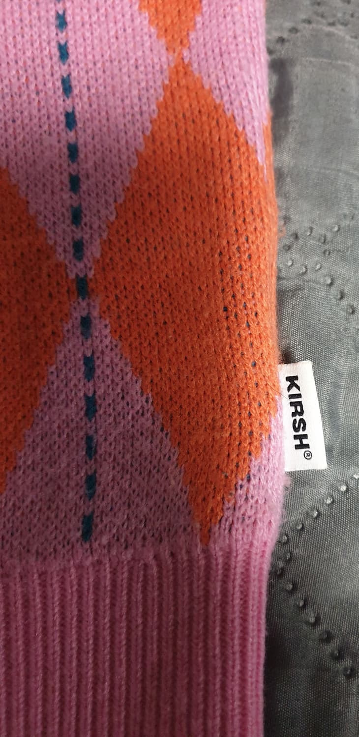 키르시 크롭 아가일 니트 핑크 (M) 상품이미지3