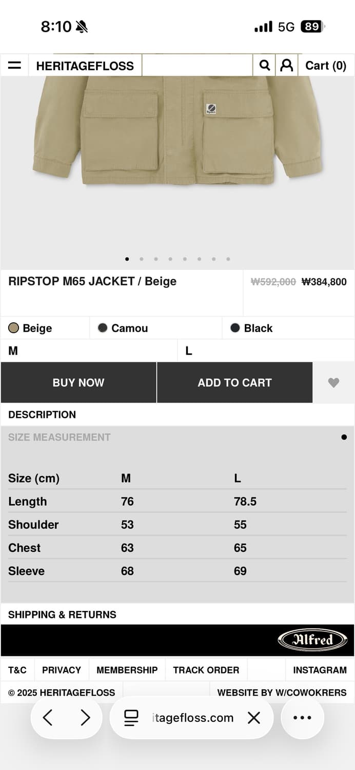 L 헤리티지 플로스 립스탑 m65 자켓 베이지 상품이미지4