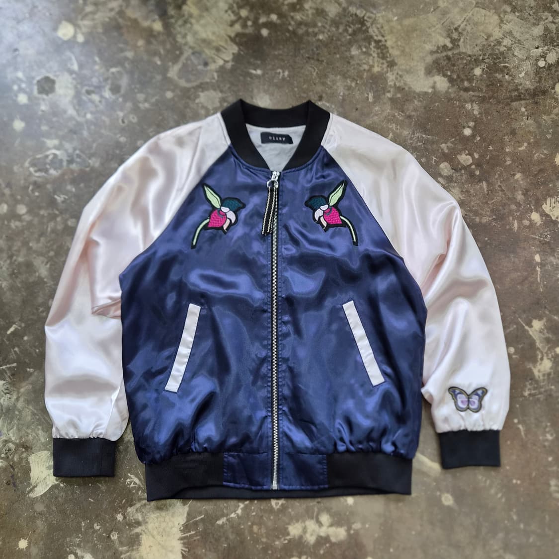 F) 무자크 클리지 자수 새틴자켓 점퍼 샤틴 자켓 스타디움자켓 상품이미지1