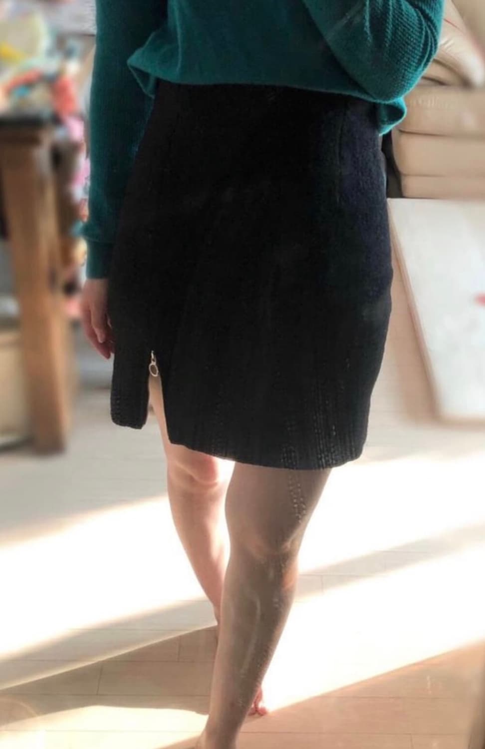 55 새상품 까르벵 정가60만 모 하이웨이스트 완전따뜻 겨울 스커트 치마 상품이미지3