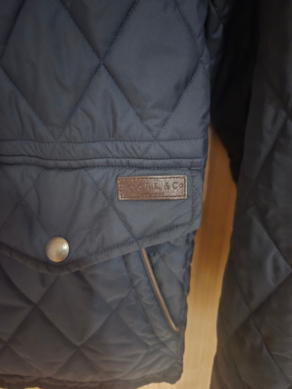 [1회착] 폴로 랄프로렌 퀼팅 워커 재킷 네이비 (가죽 패치 디테일) - 상품이미지4