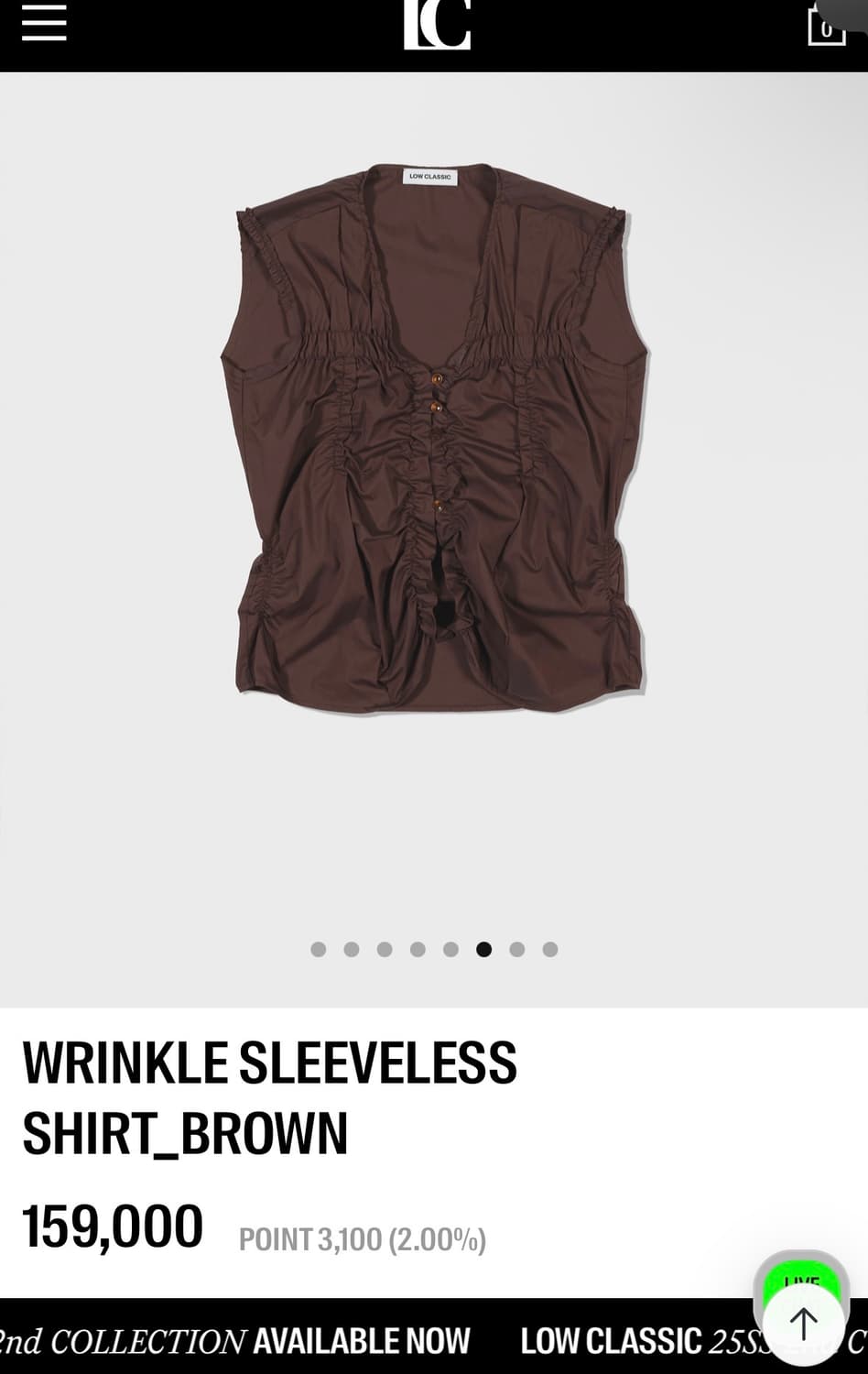 로우클래식_WRINKLE SLEEVELESS SHIRT_BROWN 상품이미지2