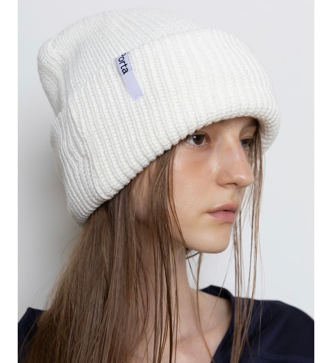 더포르타 BASIC LOGO KNIT BEANIE, IVORY 상품이미지2